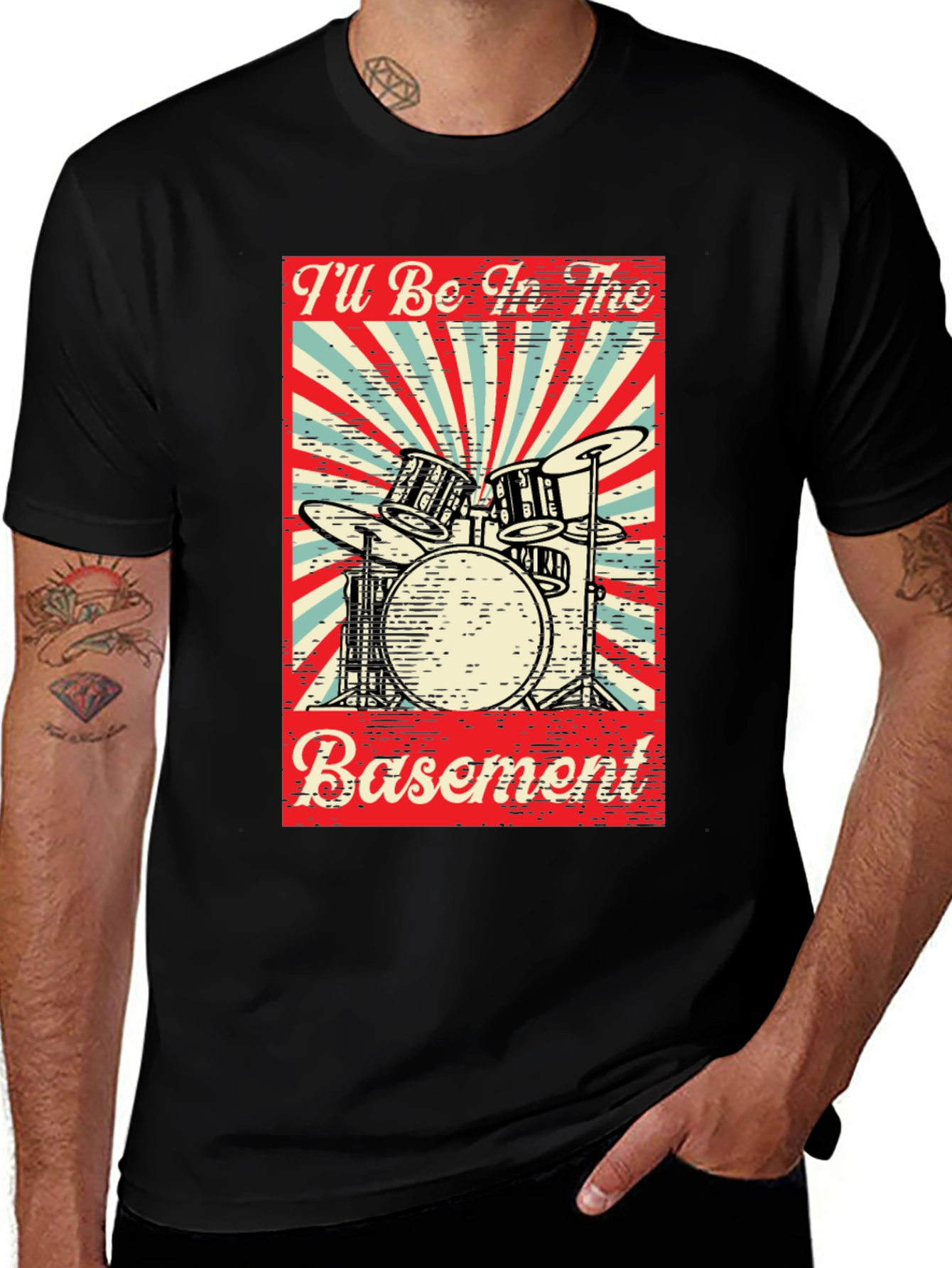 Variant 19 of Drumset Basement Graphic Tee - Black