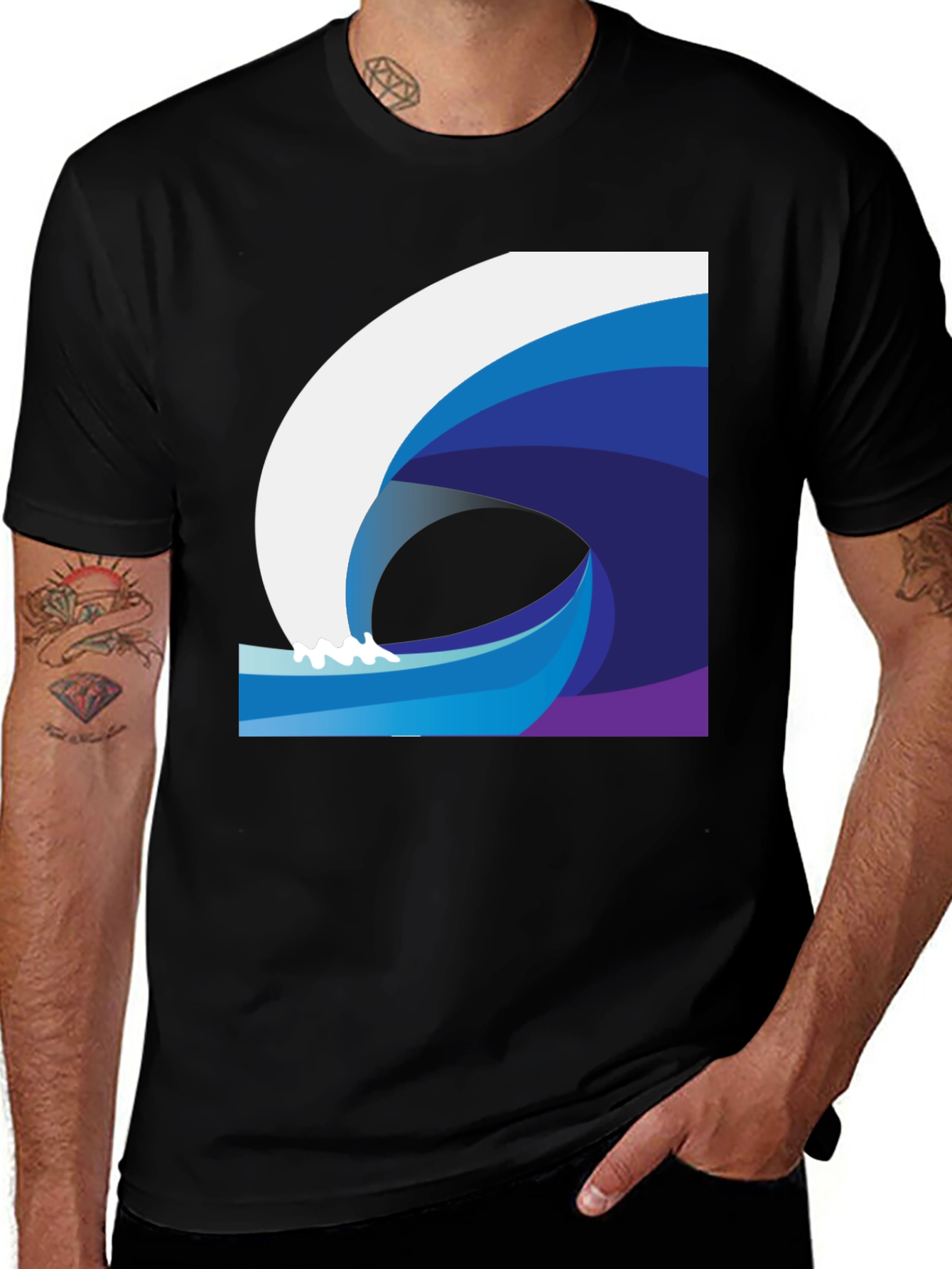 Variant 21 of Stylish Wave Graphic Black T-Shirt