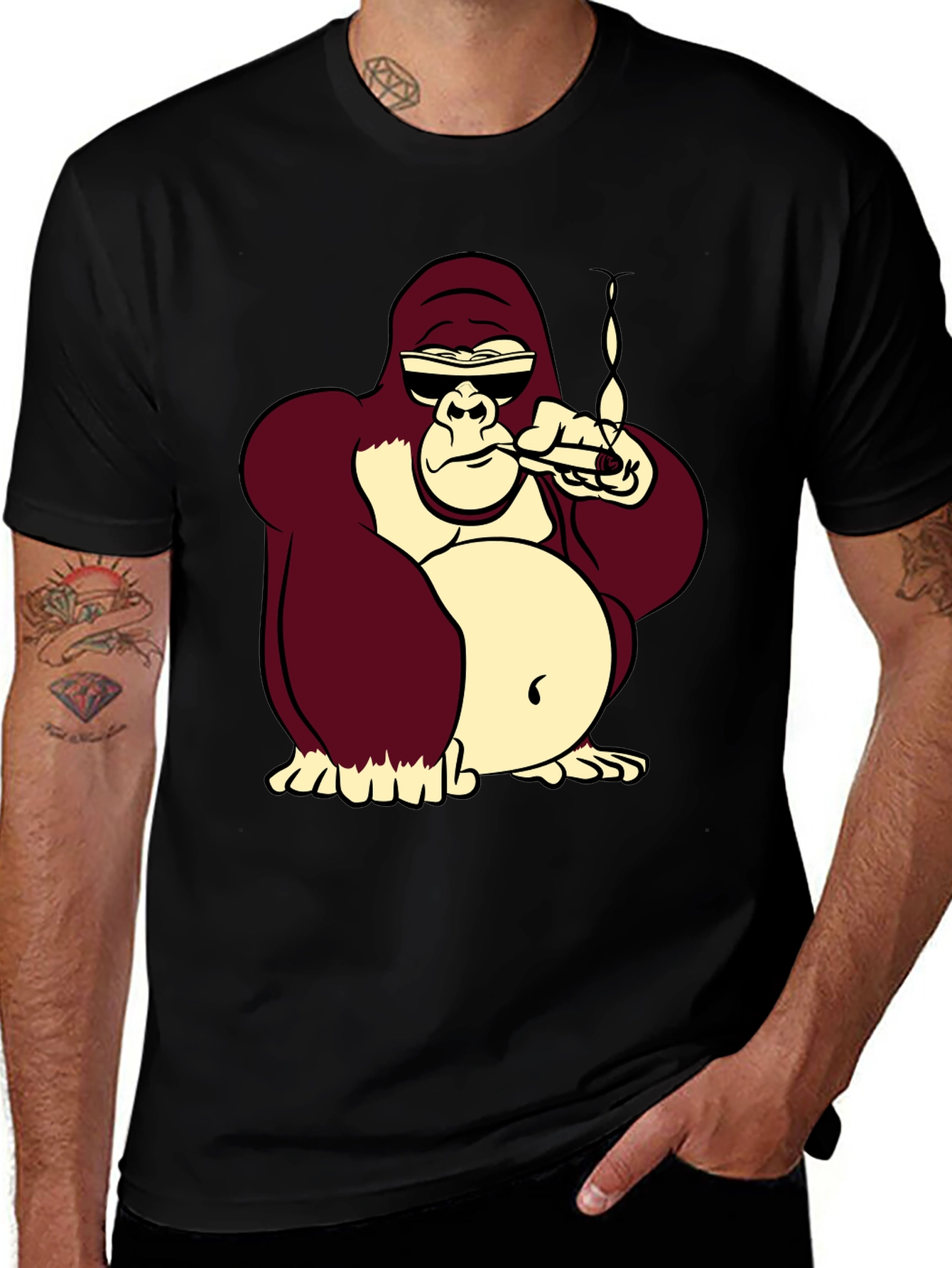 Variant 4 of Cool Gorilla T-Shirt - Graphic Print Crew Neck Tee