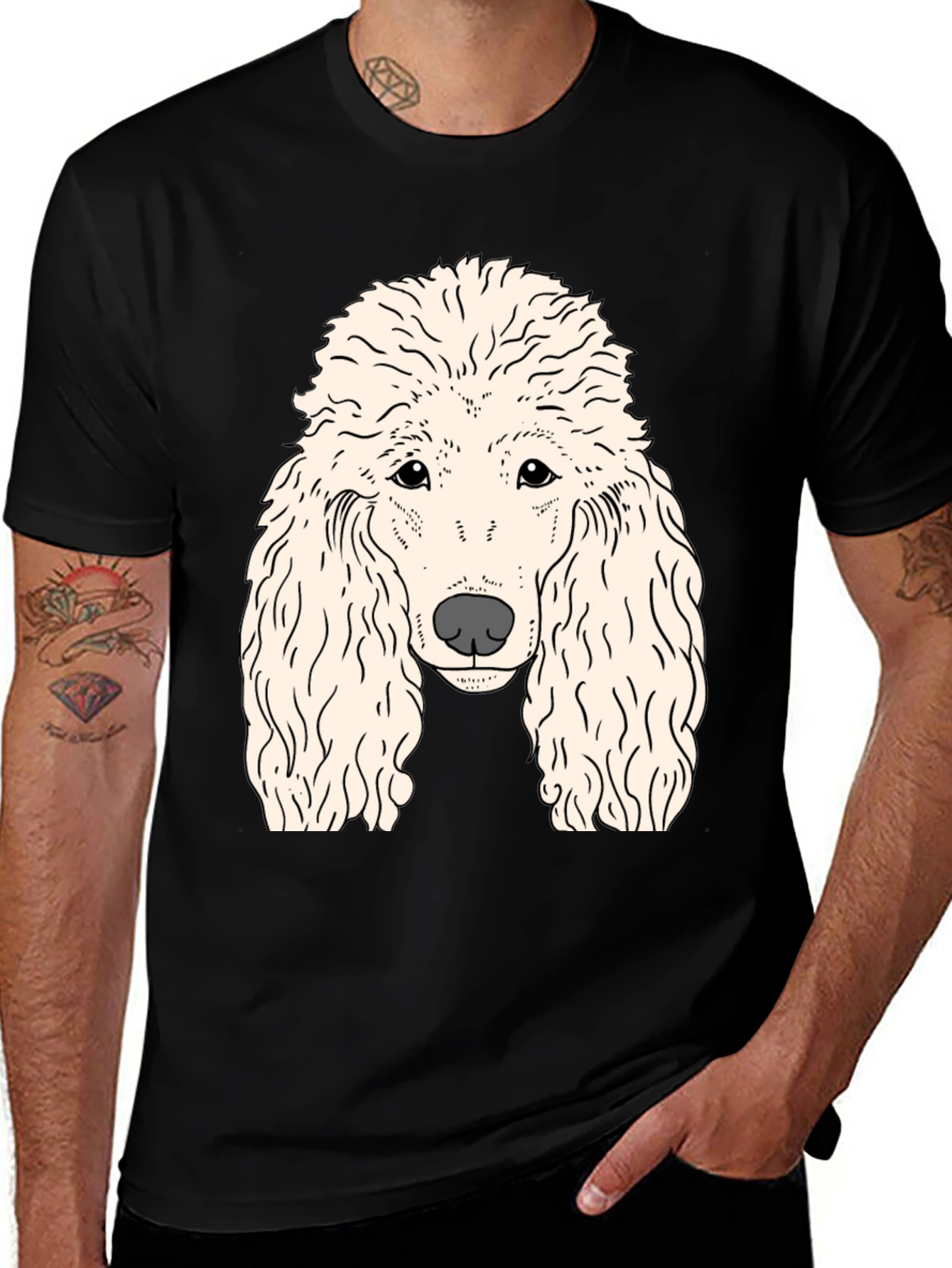 Variant 26 of Poodle Graphic T-Shirt - Black Cotton Tee