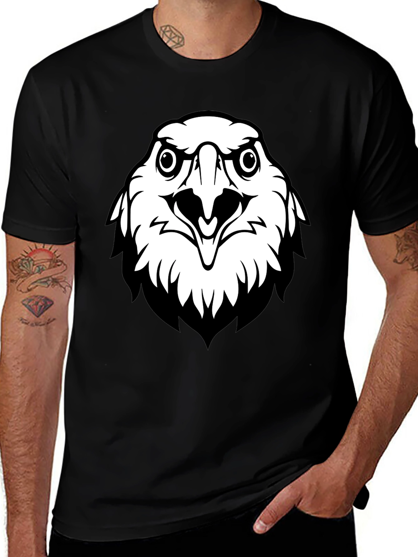 Variant 12 of Eagle Graphic Tee - Black Cotton T-Shirt