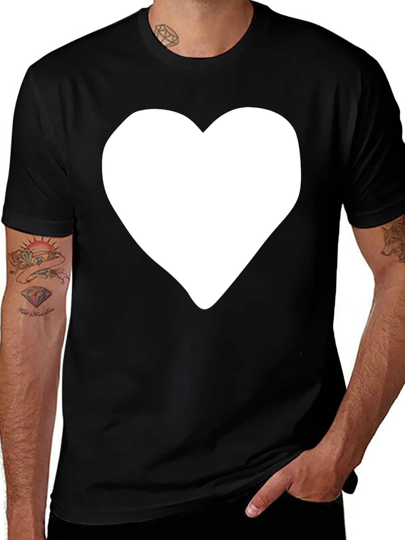 Variant 27 of Black Tee with White Heart Graphic