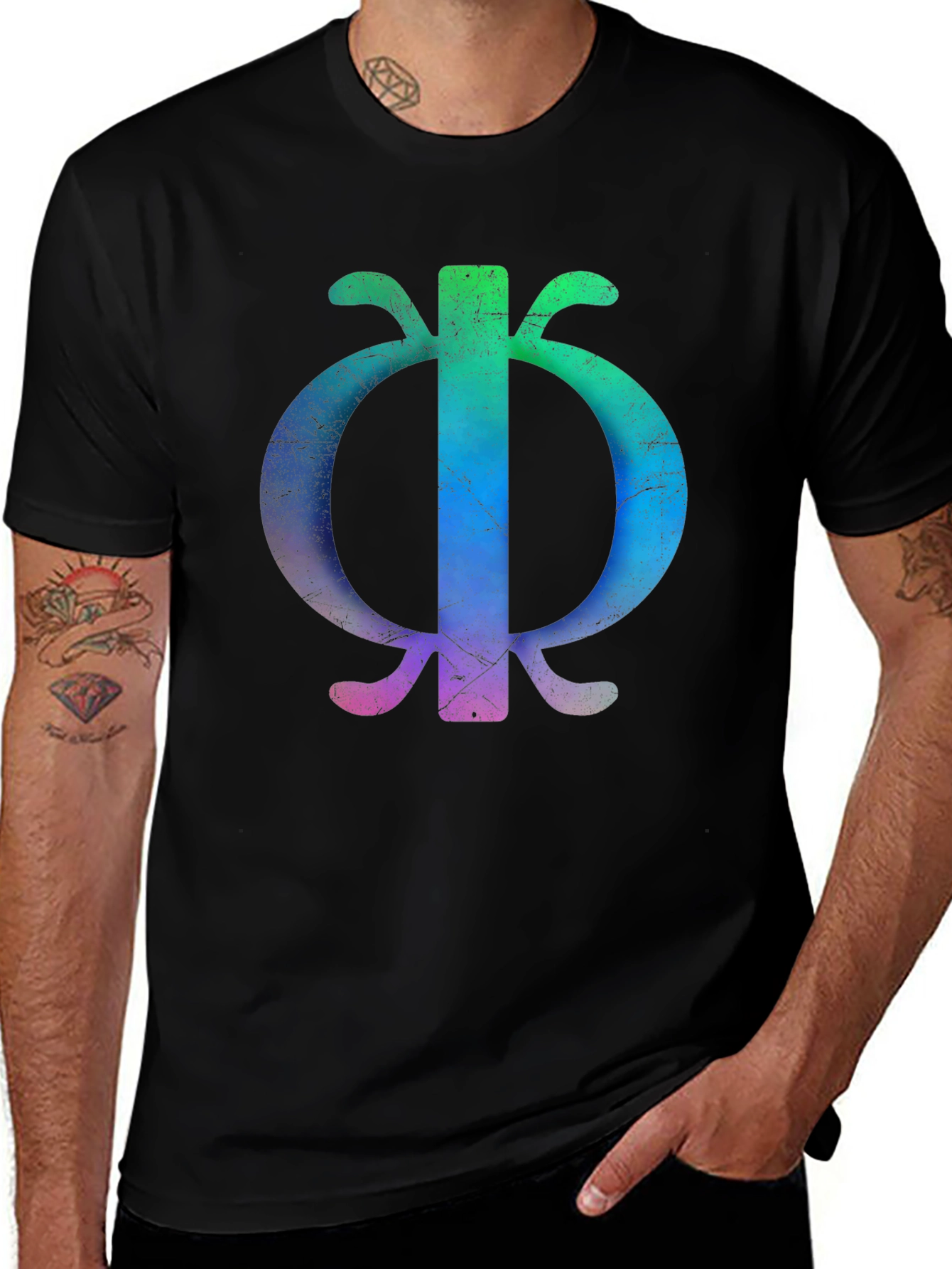 Variant 24 of Adinkra Symbol T-Shirt - Black Cotton Tee with Colorful Adinkra Print