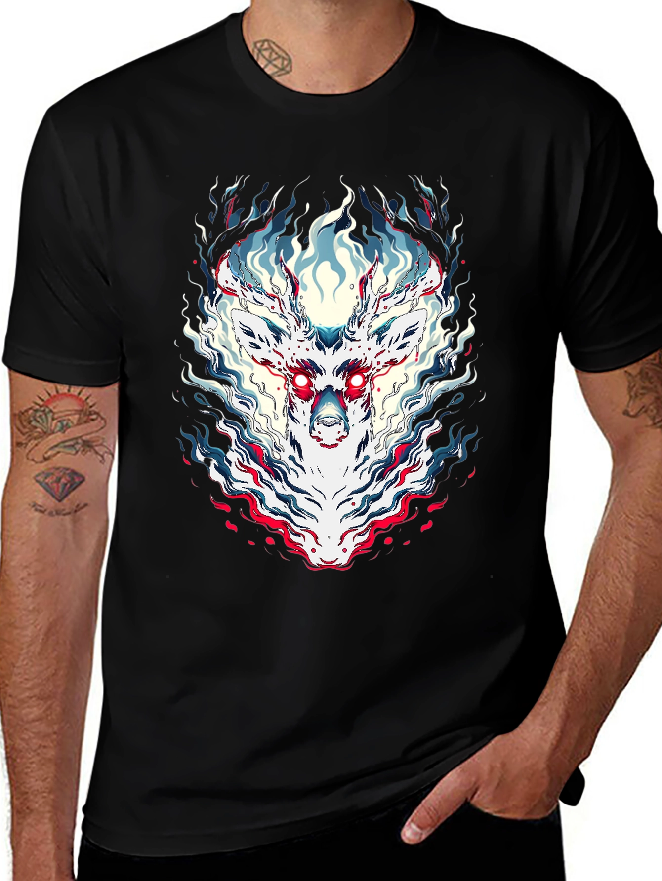 Variant 13 of Mystic Stag Graphic T-Shirt - Men's Black Tee
