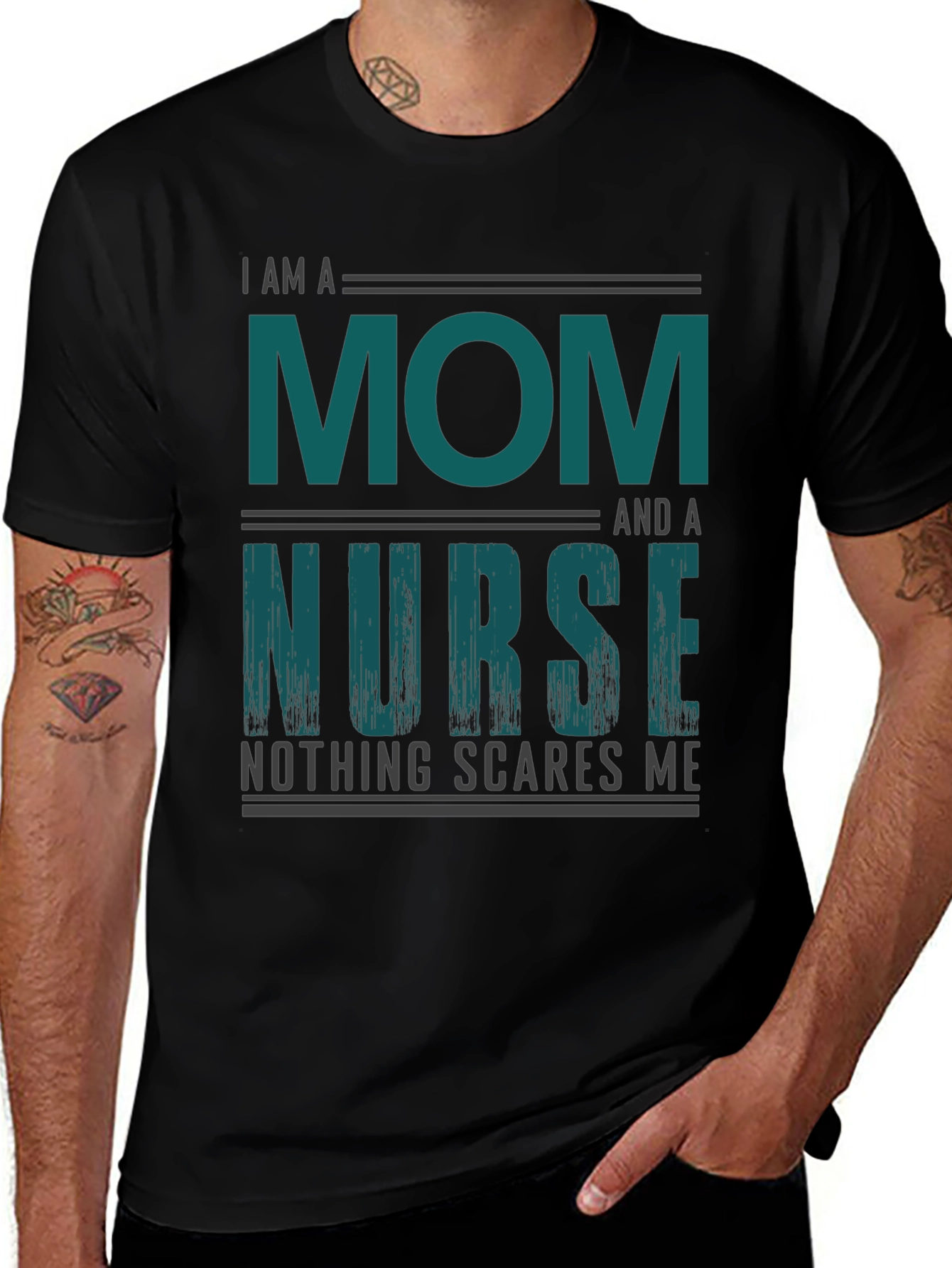 Mom & Nurse Tee - Nothing Scares Me! - Black