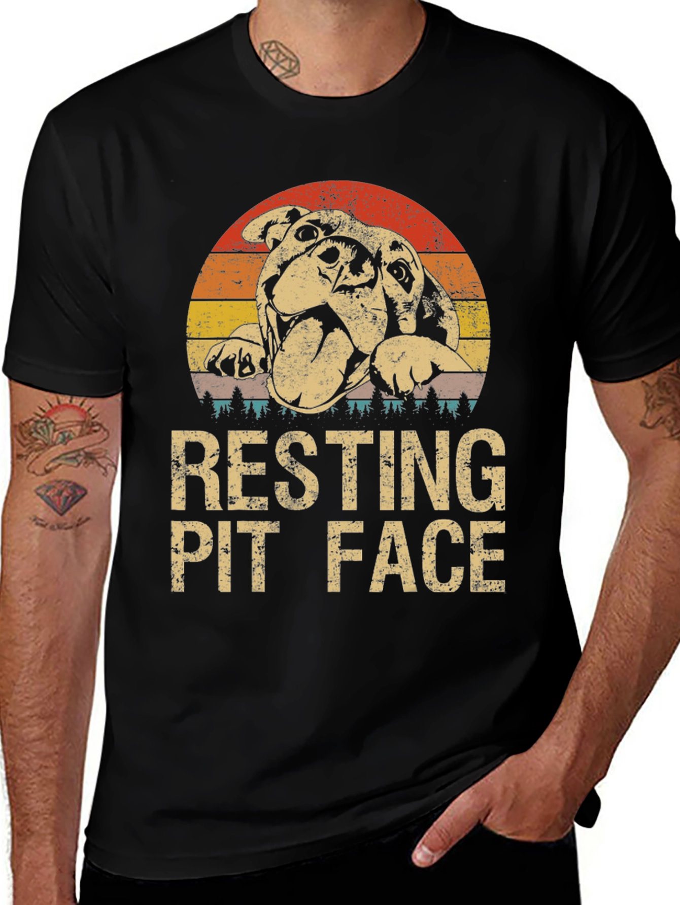 Variant 17 of Resting Pit Face Graphic T-Shirt - Dog Lover Tee