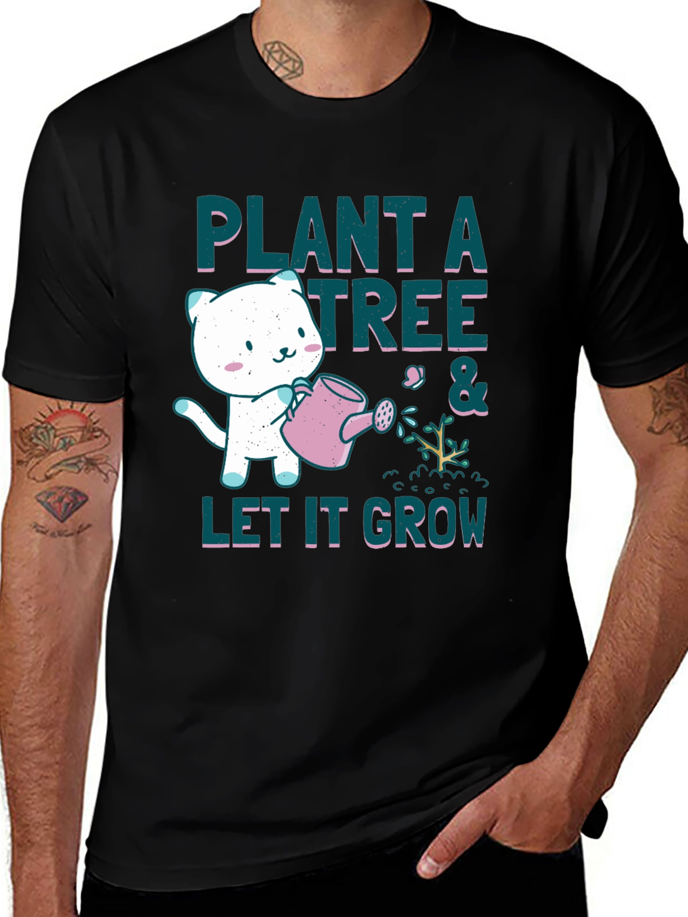 Variant 13 of Plant a Tree & Let It Grow Cute Cat Graphic T-Shirt