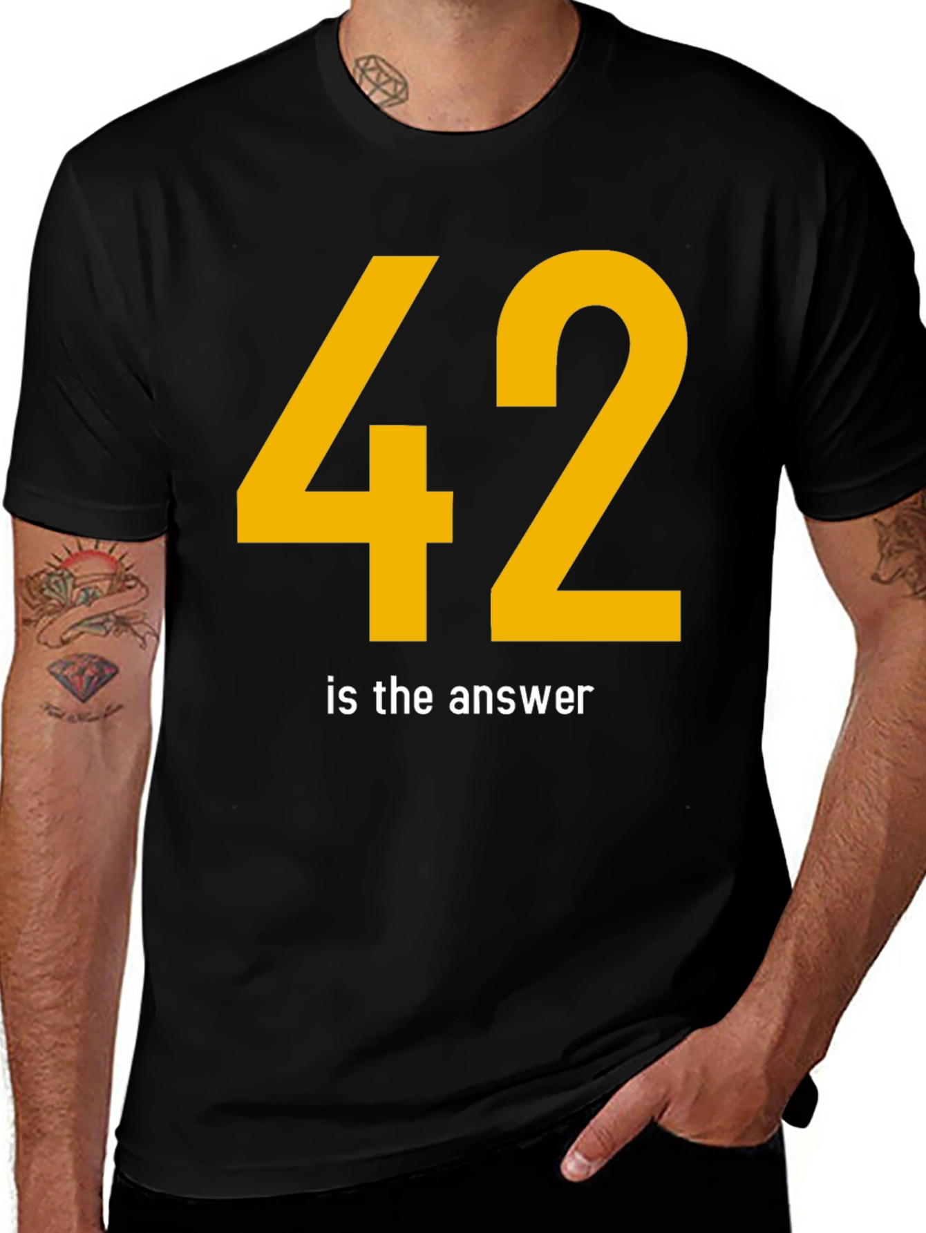 Variant 11 of "42 is the Answer" Graphic Tee - Black Cotton T-Shirt