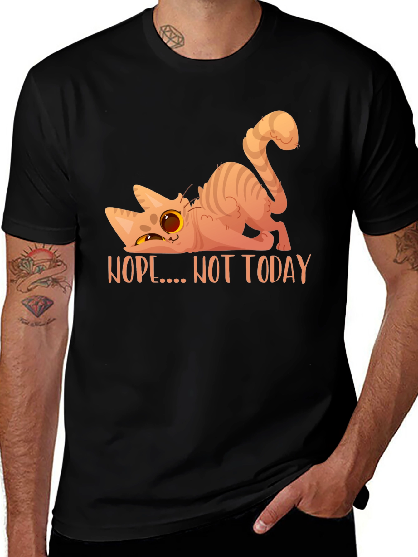 Nope Not Today Cat Graphic T-Shirt