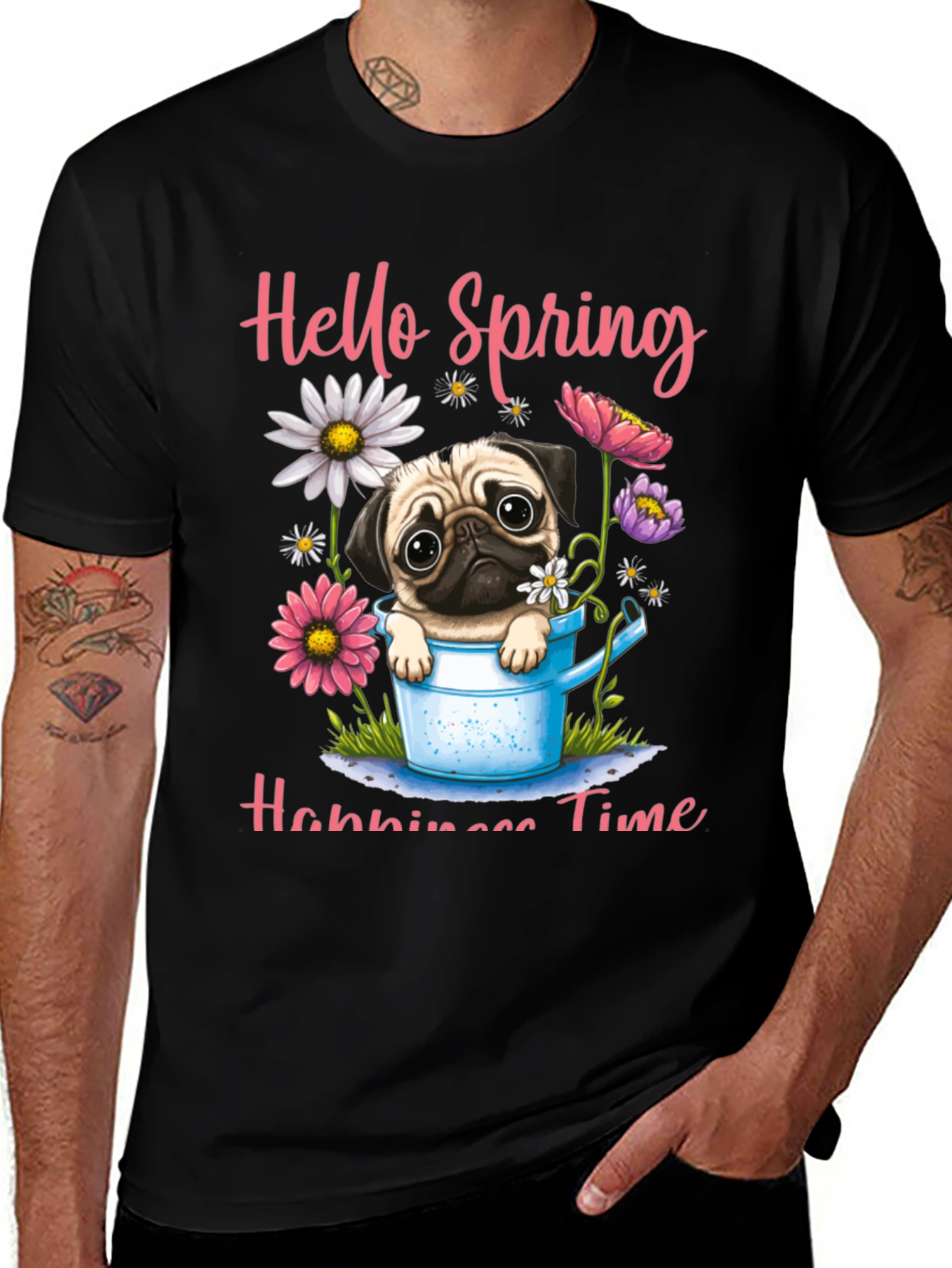 Variant 13 of Hello Spring Pug T-Shirt