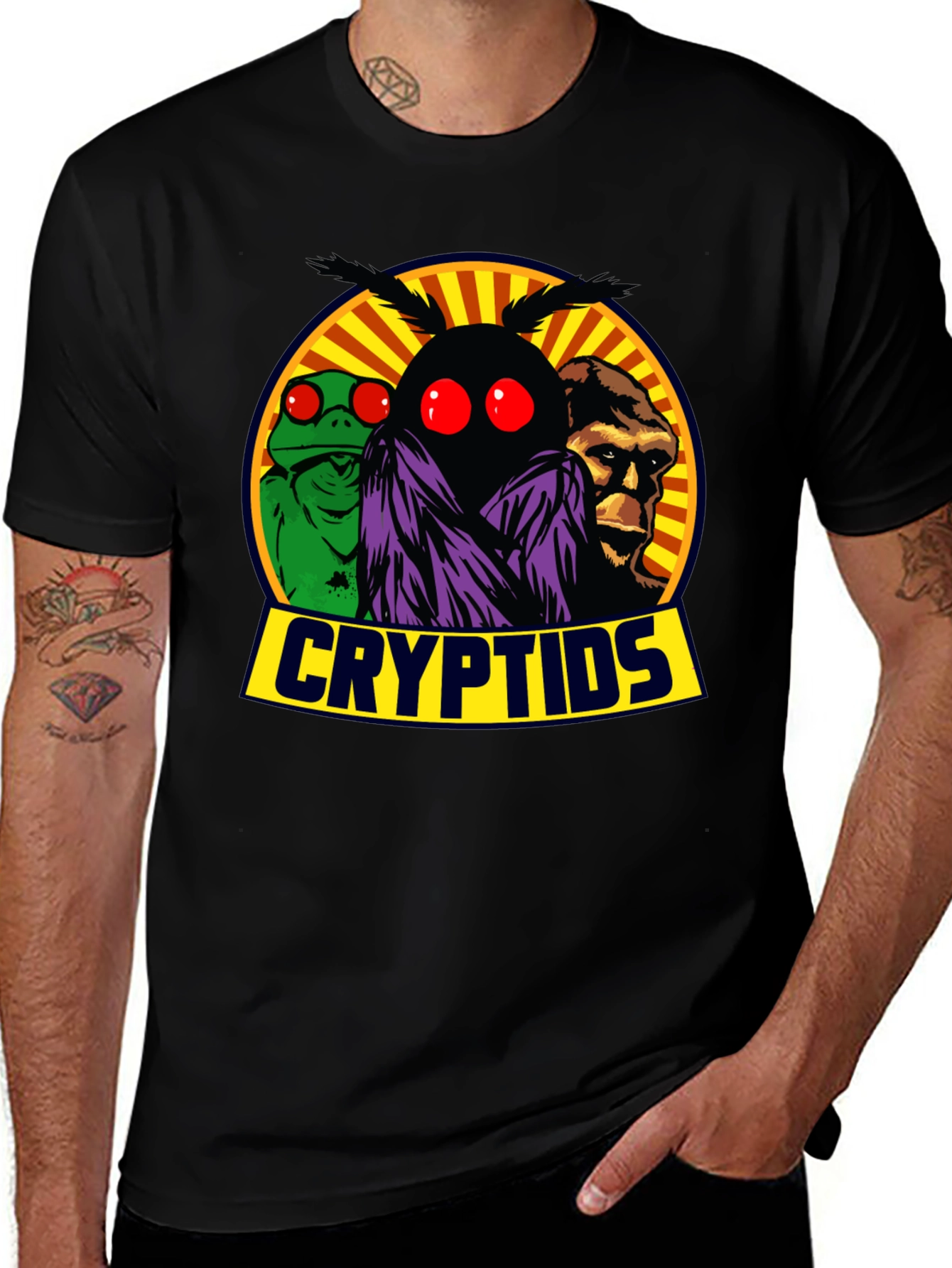 Variant 6 of Cryptids T-Shirt - Mothman, Lizard Man, Bigfoot Tee