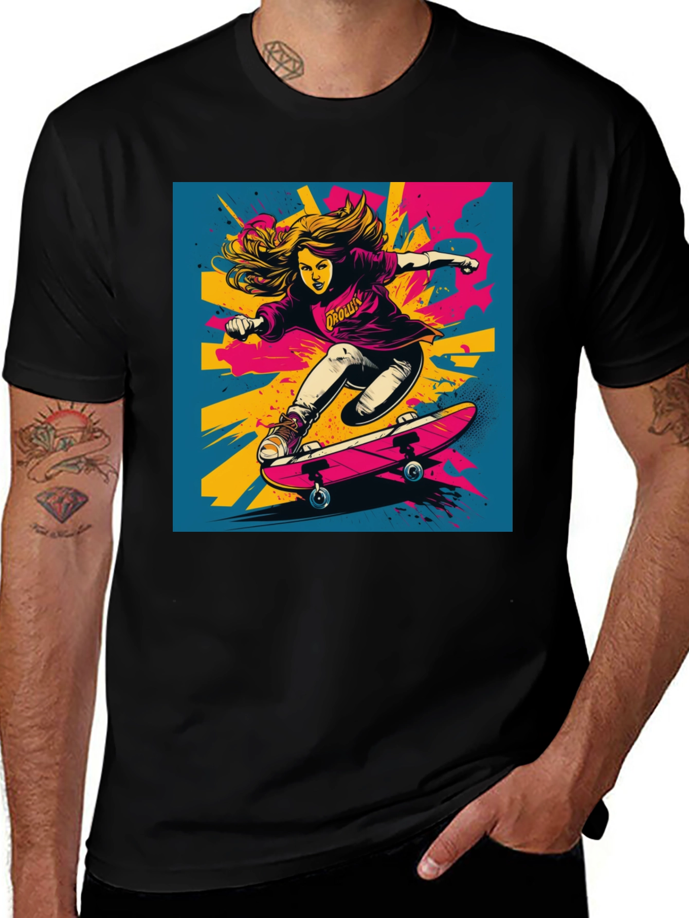 Variant 29 of Skateboarding Girl Graphic Tee