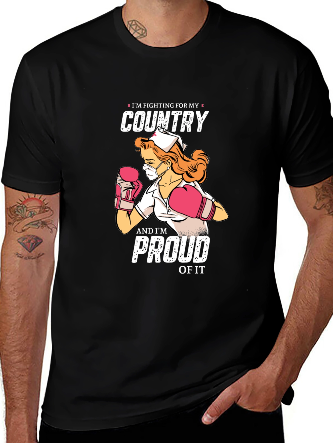 Variant 8 of Nurse Boxing for Country T-Shirt