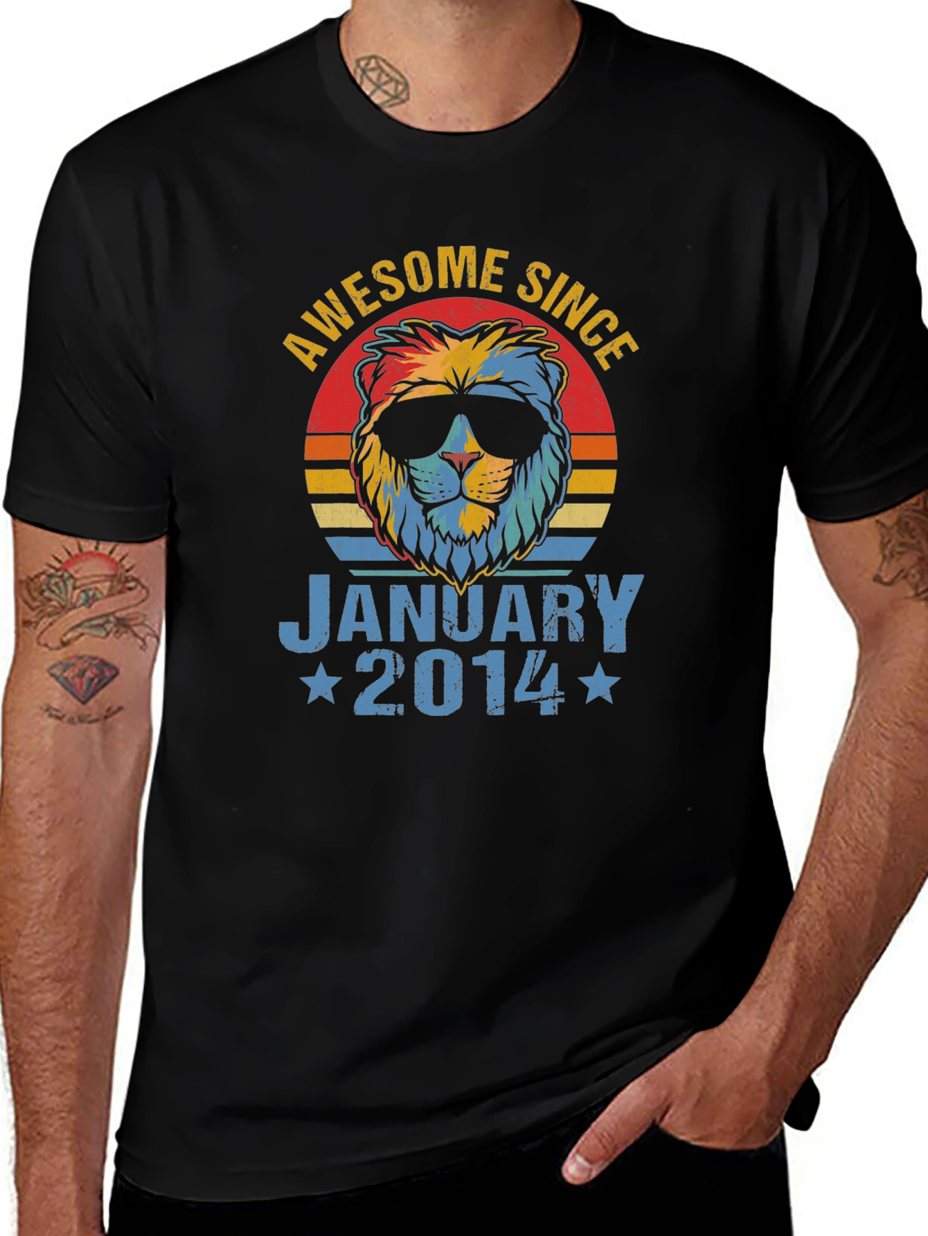 Variant 13 of Awesome Since January 2014 Lion Graphic T-Shirt