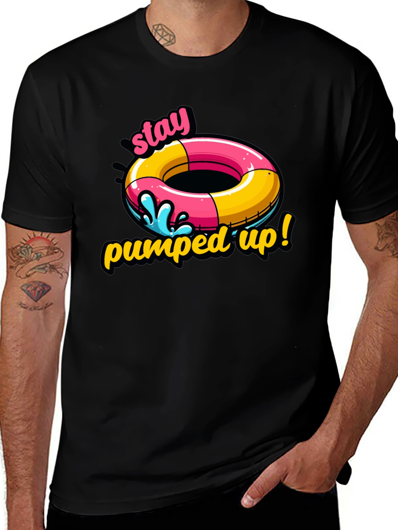 Variant 16 of Stay Pumped Up T-Shirt: Funny Summer Graphic Tee