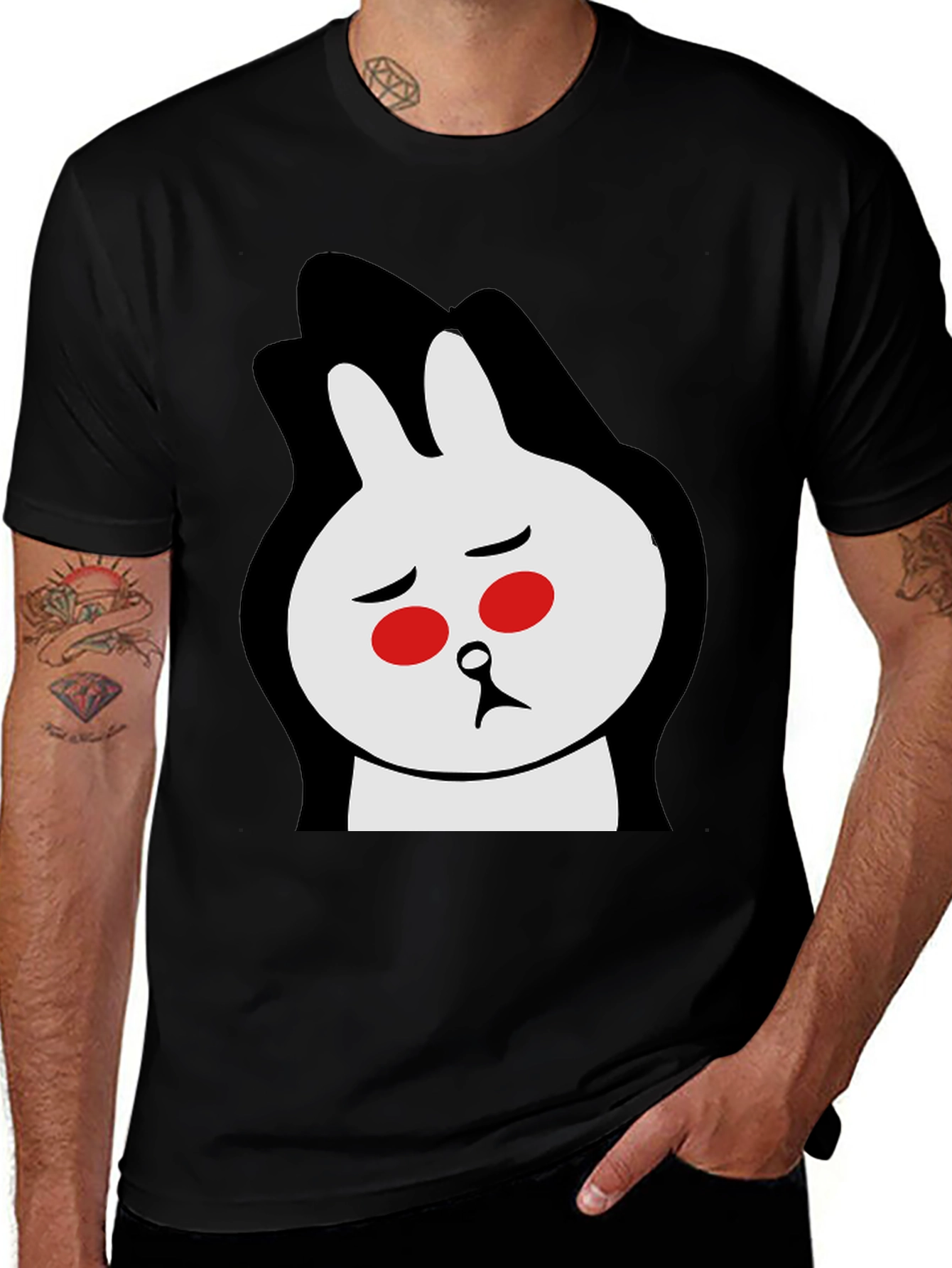 Variant 12 of Sad Bunny Graphic Tee - Black Cotton Blend