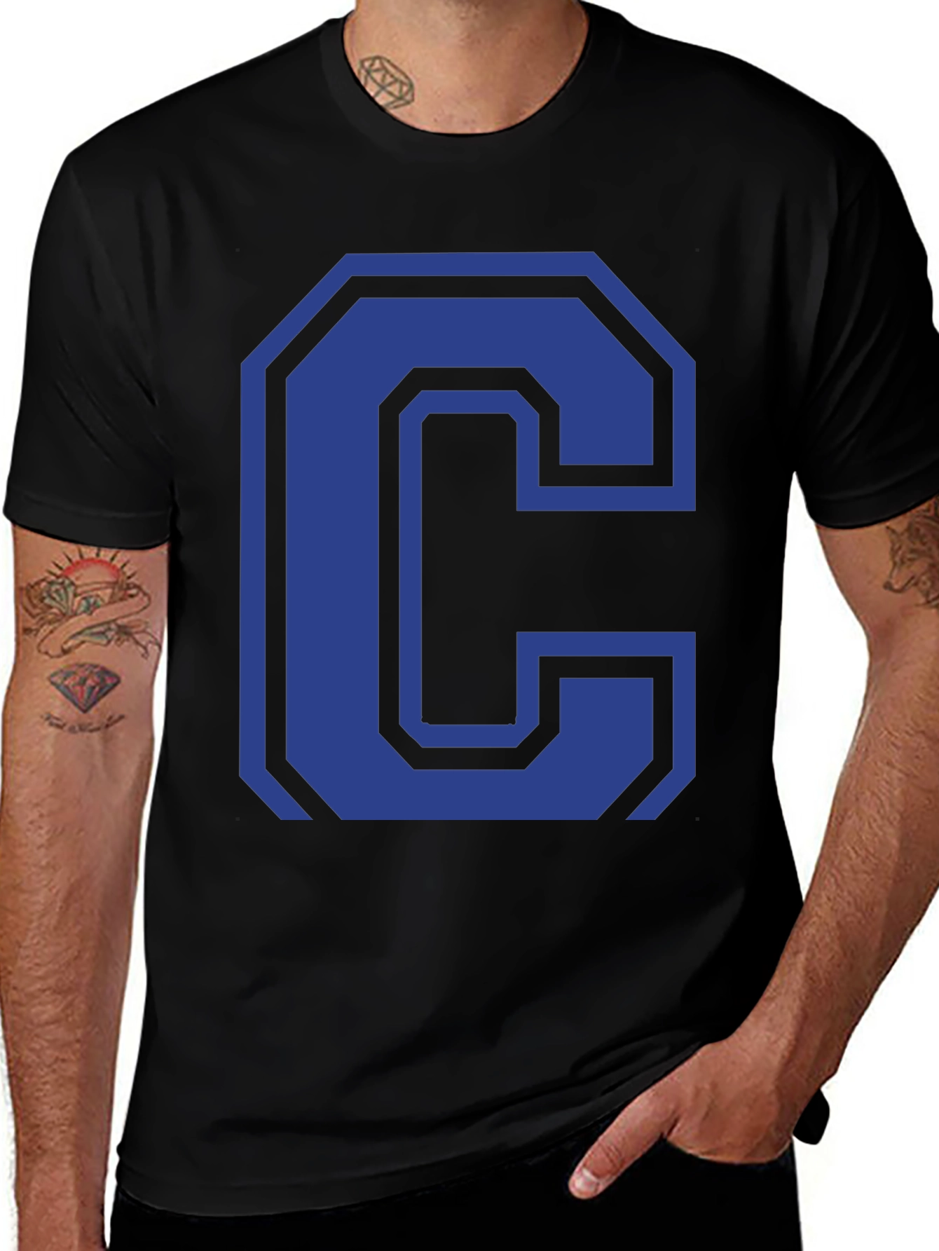 Variant 13 of Bold Letter C T-Shirt - Black Cotton Blend