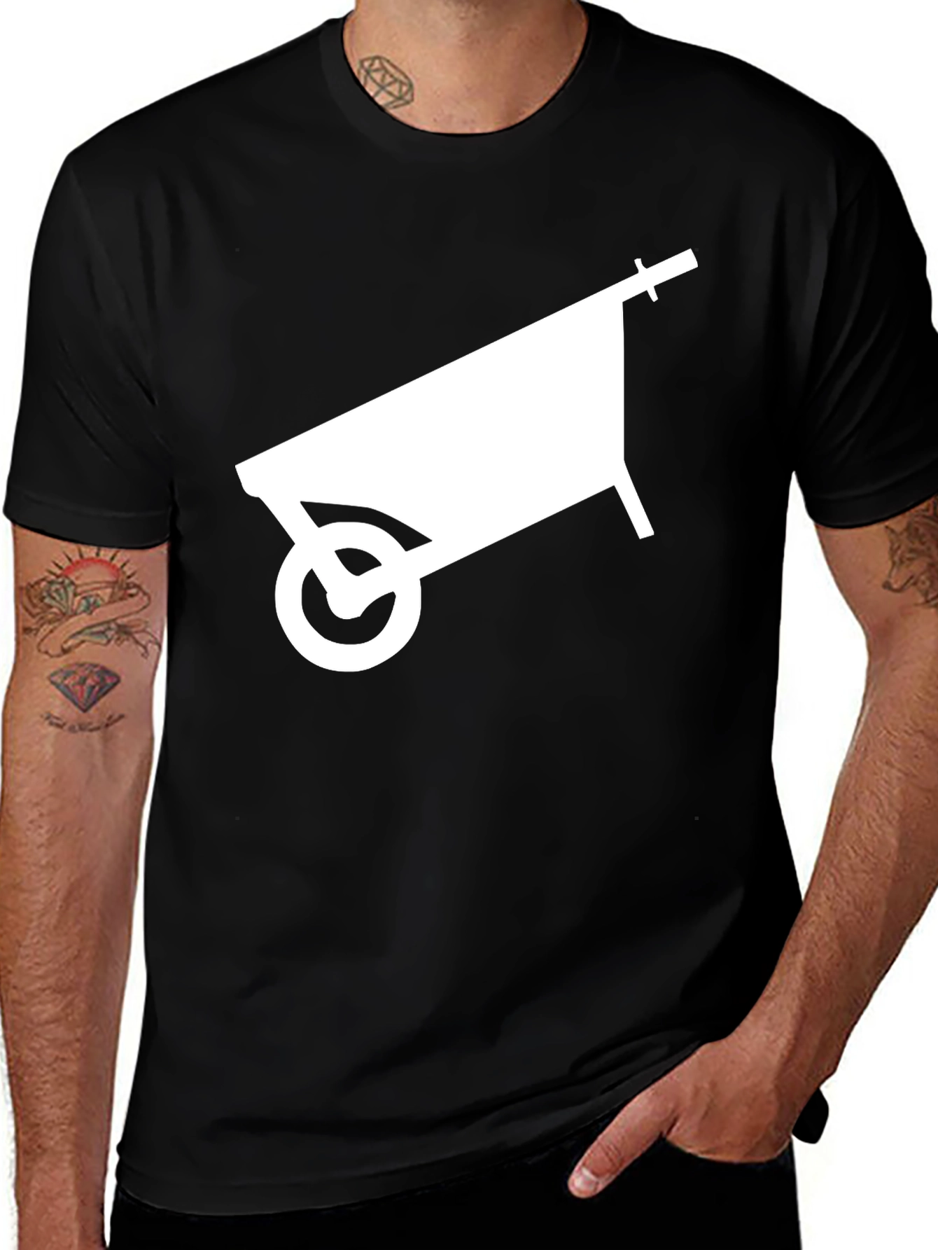 Variant 9 of Wheelbarrow Graphic T-Shirt - Black Cotton Tee