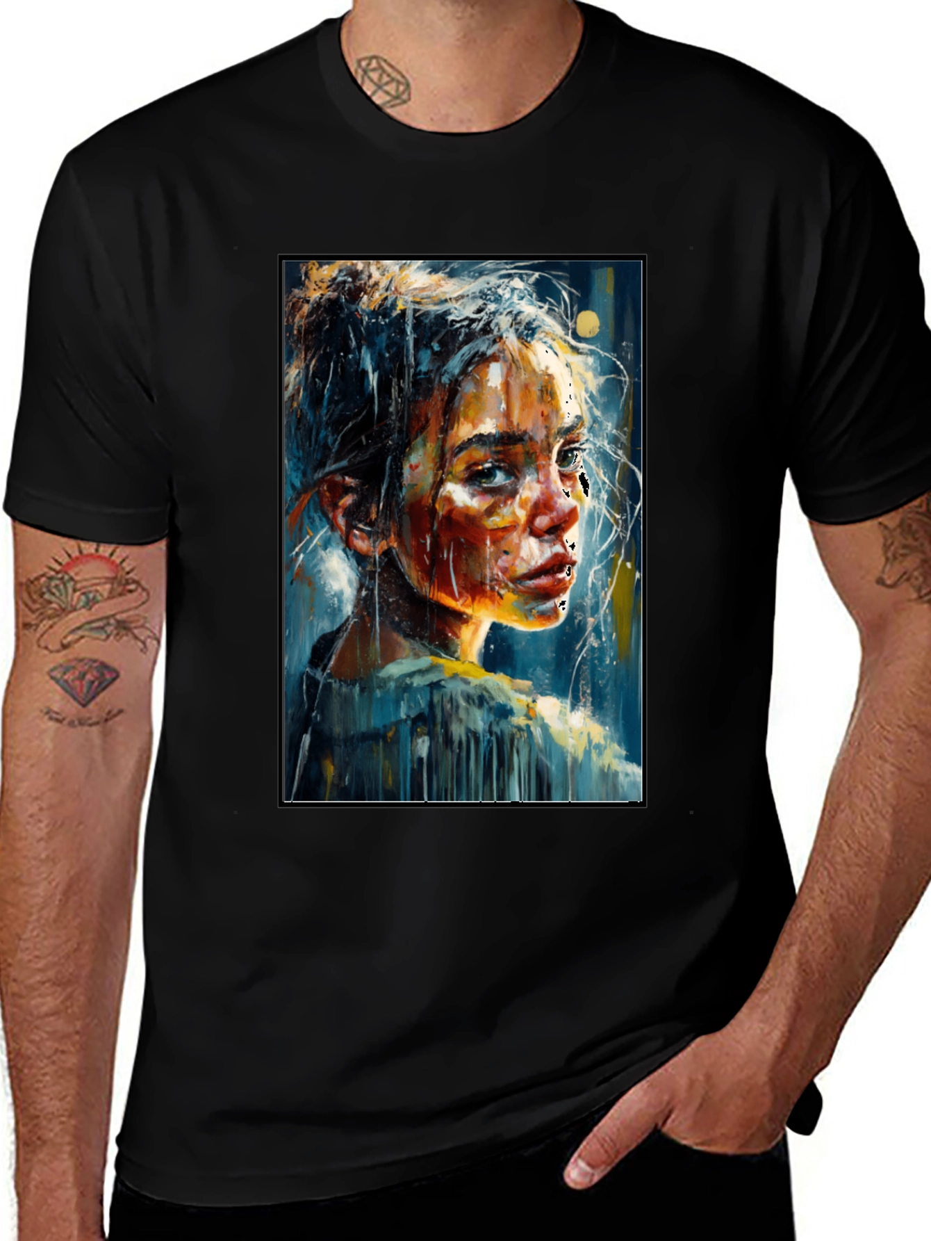 Variant 8 of Artistic Portrait Black T-Shirt