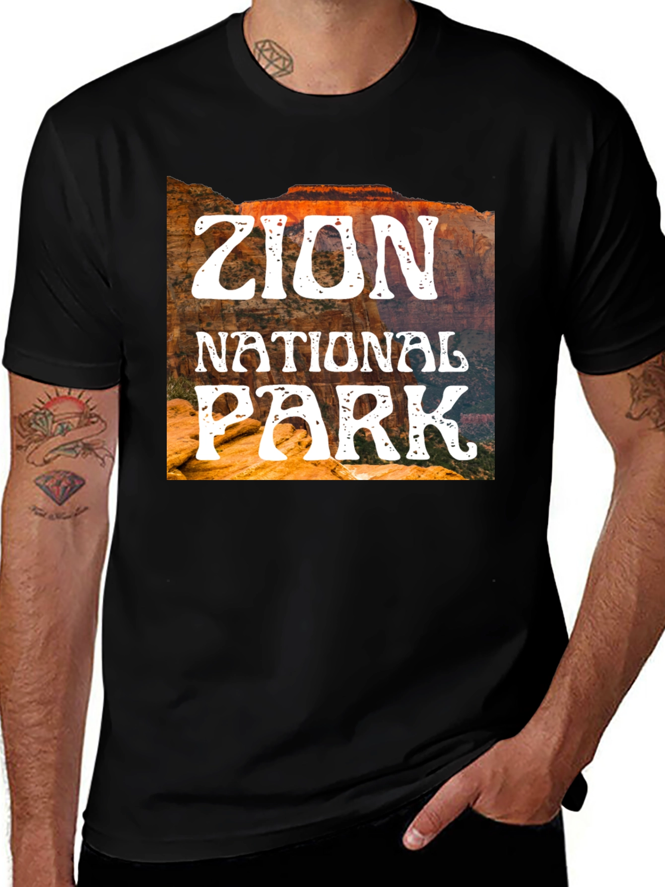Variant 8 of Zion National Park Graphic Tee - Black Cotton T-Shirt
