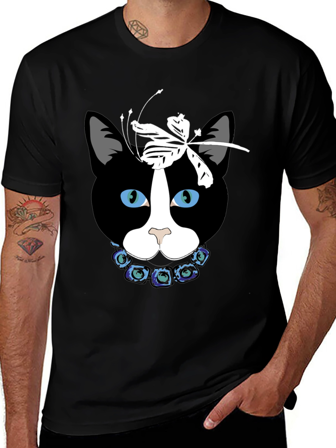 Variant 4 of Cat with Flower Crown T-Shirt - Unisex