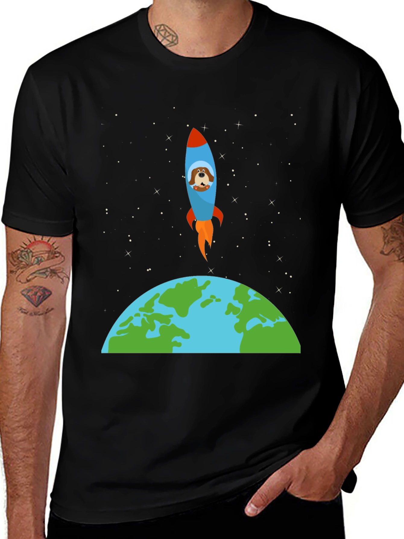 Variant 27 of Dog in Space Rocket T-Shirt