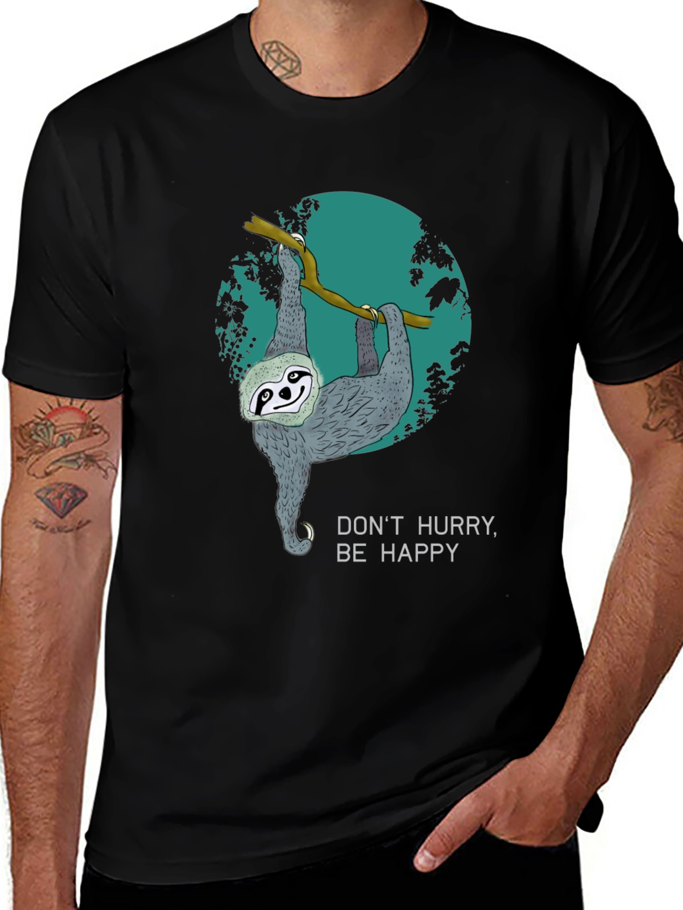 Variant 11 of Sloth Graphic Tee - Don't Hurry, Be Happy!