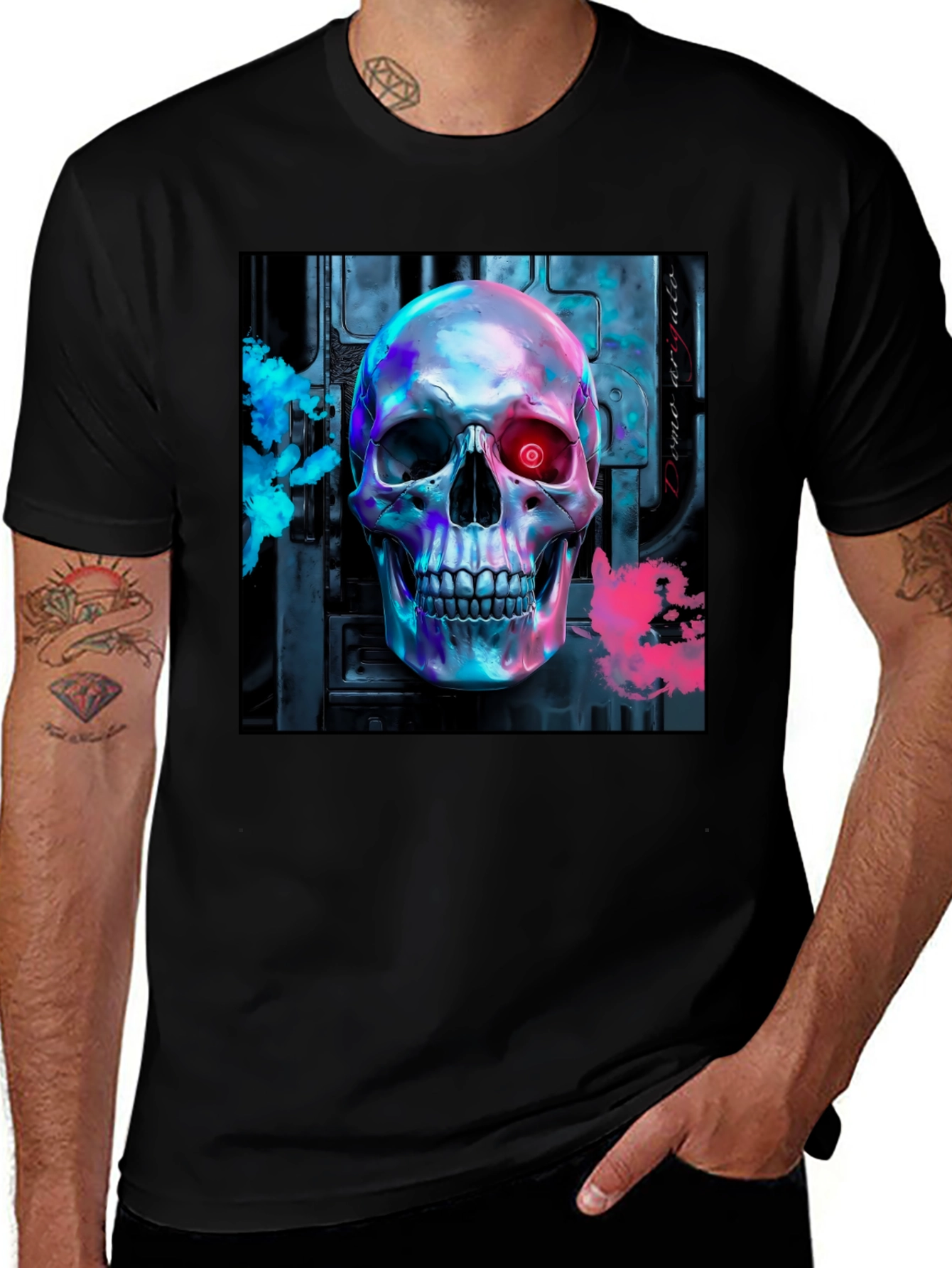 Variant 3 of Cyberpunk Skull Graphic Tee - Futuristic Style