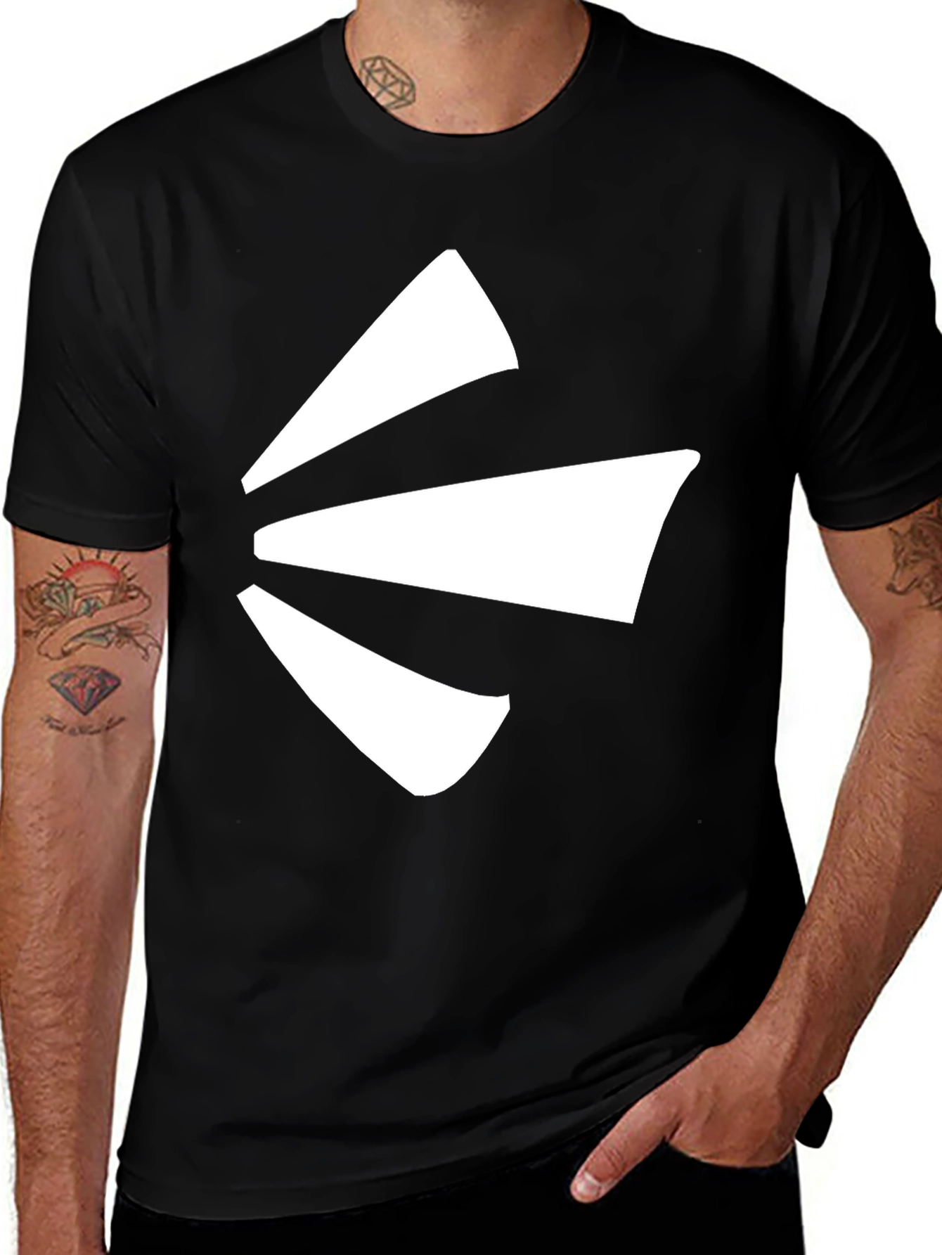 Variant 20 of Black Tee with Abstract White Design