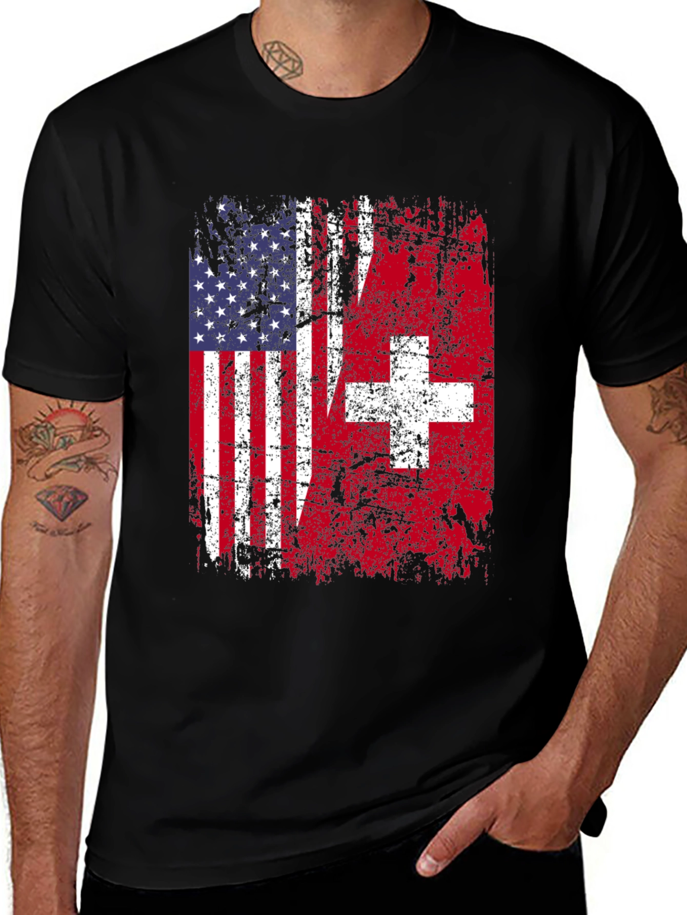 Variant 11 of USA Switzerland Flag Graphic T-Shirt