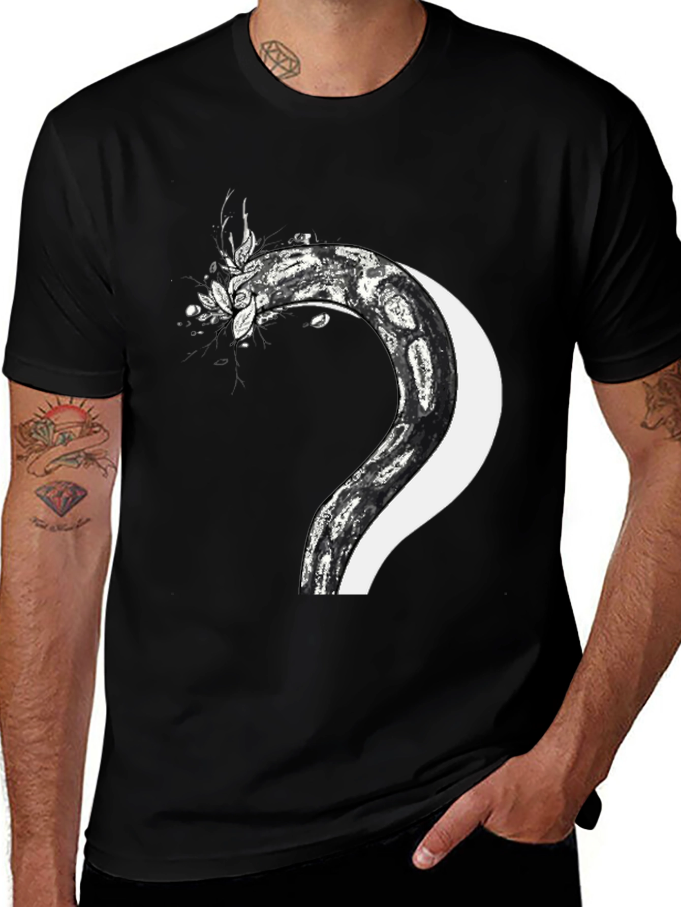 Variant 13 of Serpent & Moon Graphic Tee - Men's Black T-Shirt