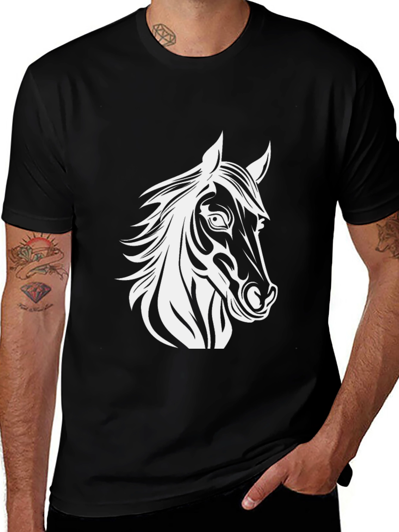 Variant 25 of Black T-Shirt with Horse Head Graphic