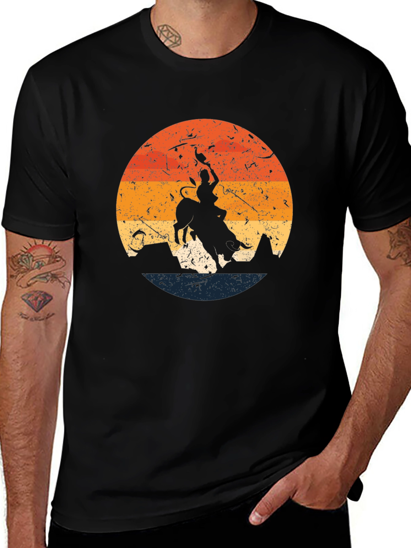 Variant 26 of Retro Bull Rider Graphic Tee - Western Style