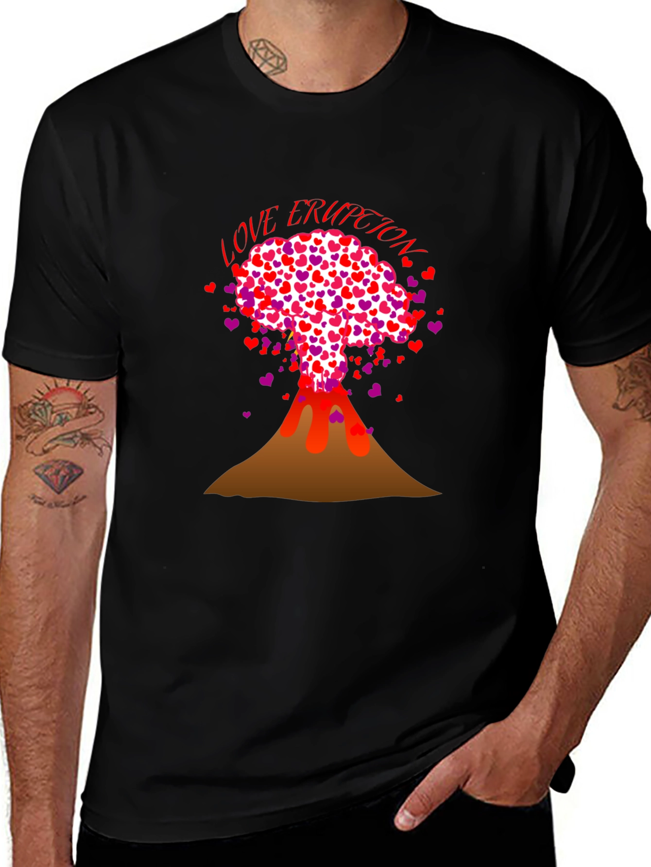 Variant 17 of Love Eruption Graphic Tee - Valentine's Day Volcano Shirt
