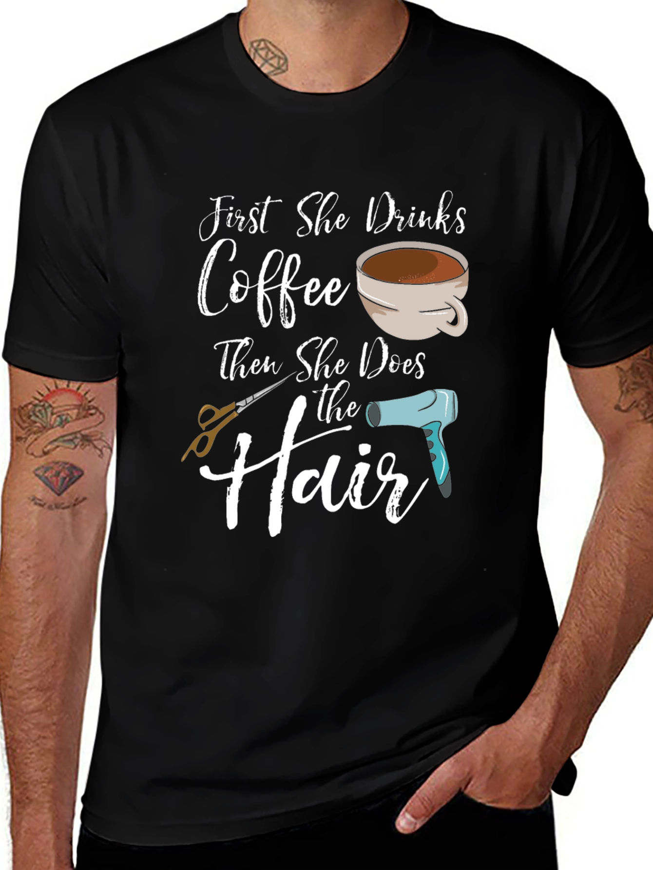 Variant 10 of Coffee & Hair T-Shirt - Stylist Gift