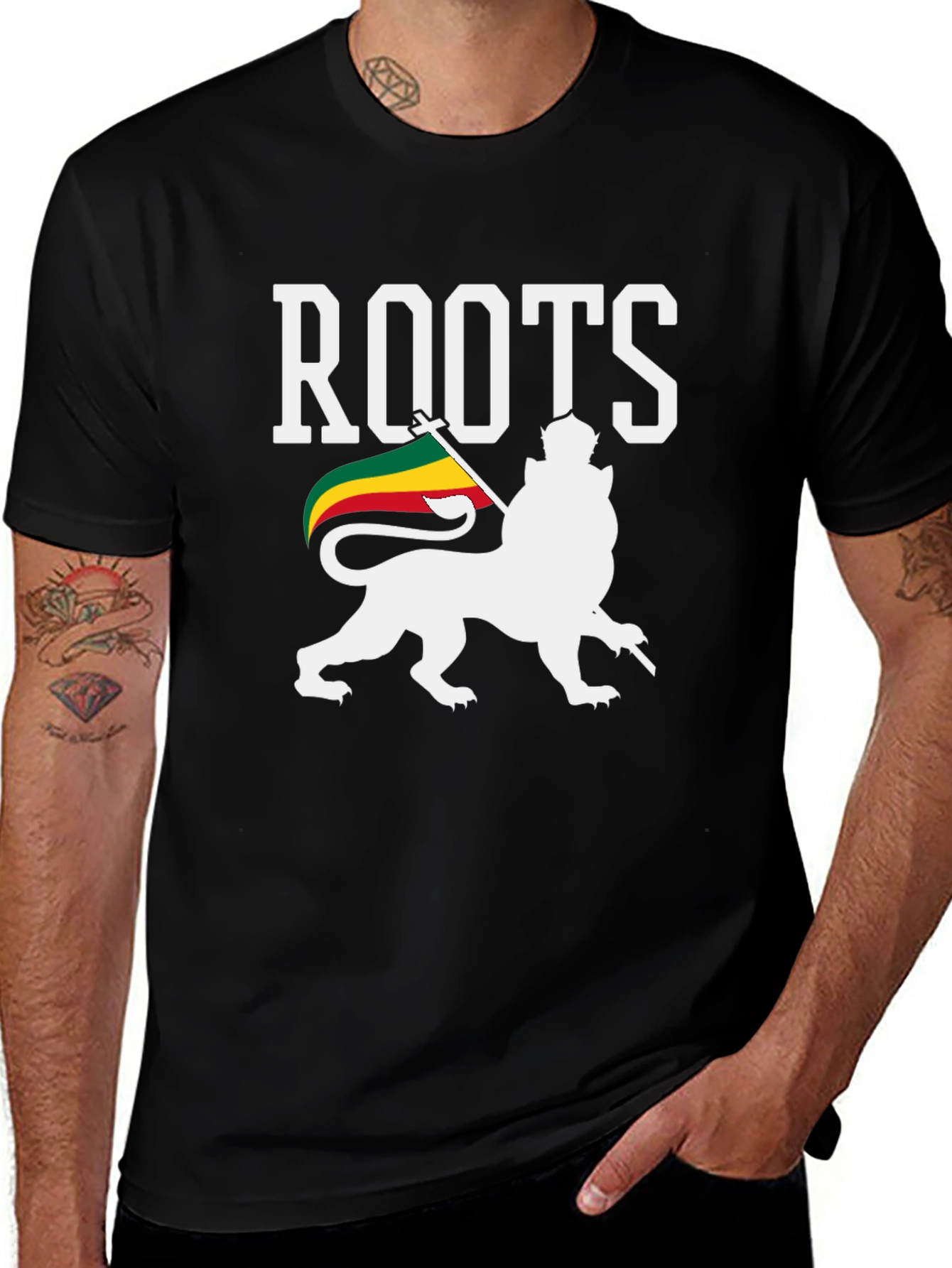 Variant 30 of Roots Lion Rasta Flag Graphic T-Shirt