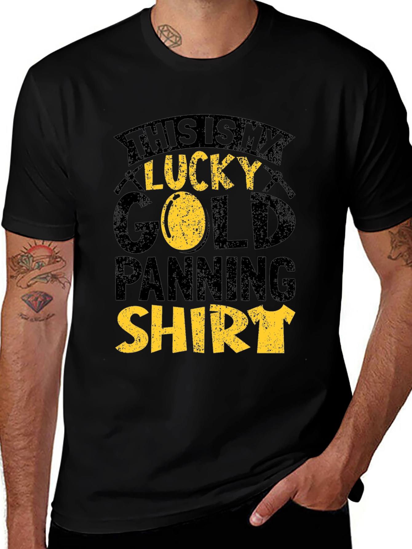 Variant 27 of Lucky Gold Panning Shirt - Black Tee
