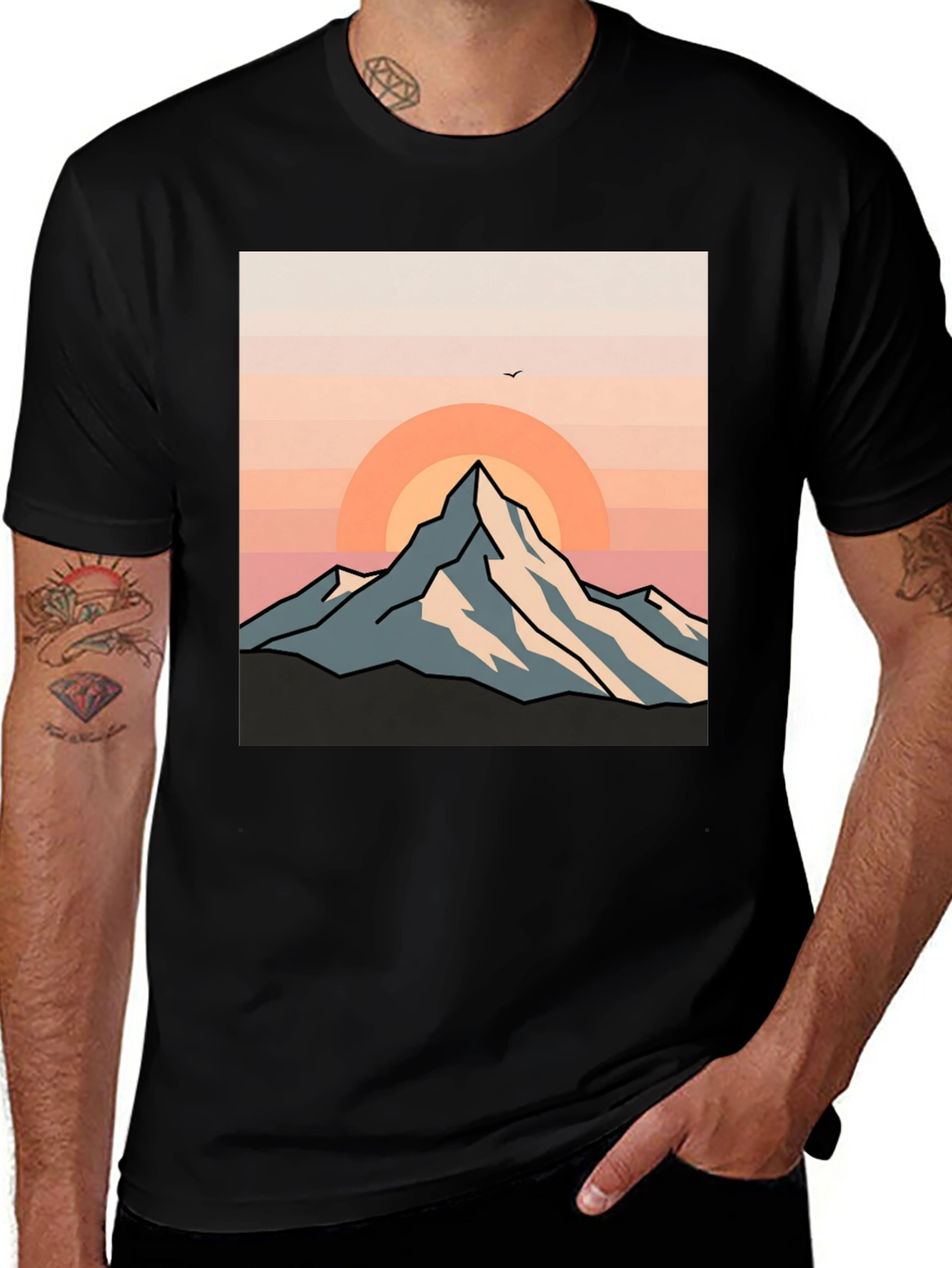 Variant 6 of Mountain Sunset Graphic Tee - Stylish Nature Design