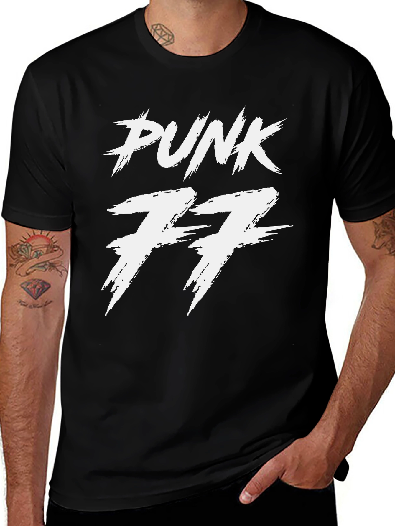 Black Punk 77 Black Graphic Tee main image