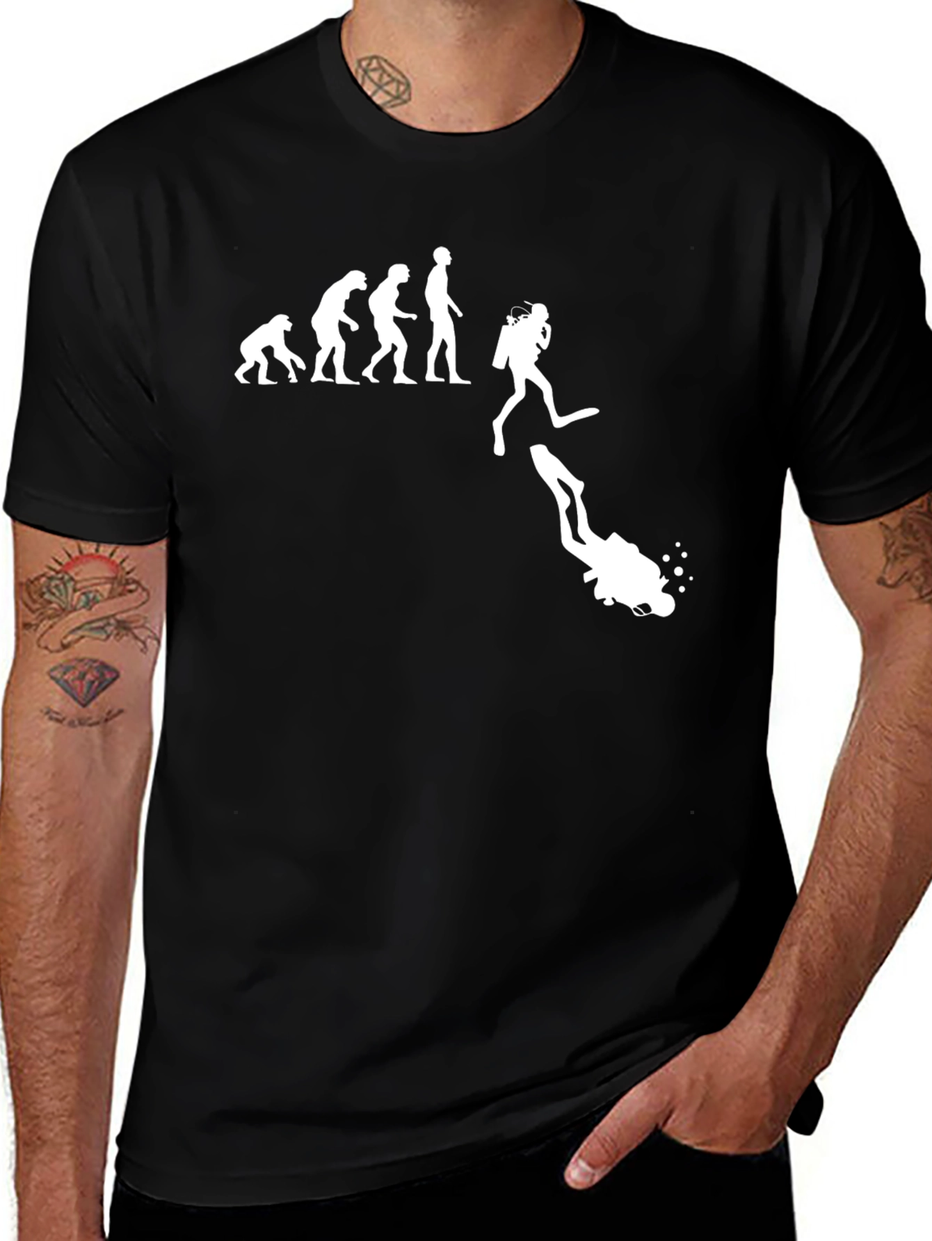 Variant 30 of Evolution of Diving Black T-Shirt