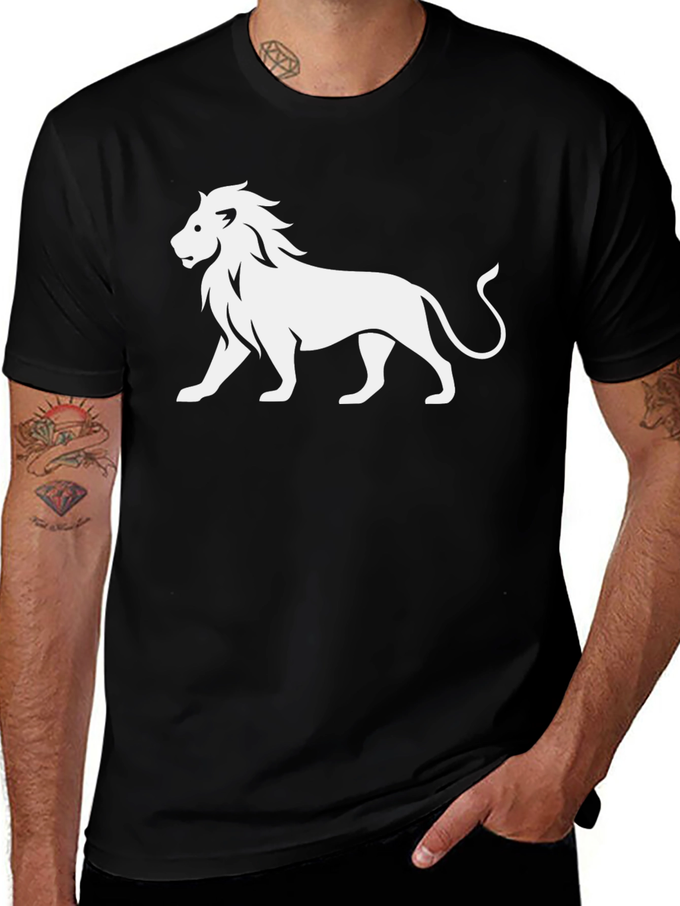 Variant 28 of Lion Graphic Print Black T-Shirt