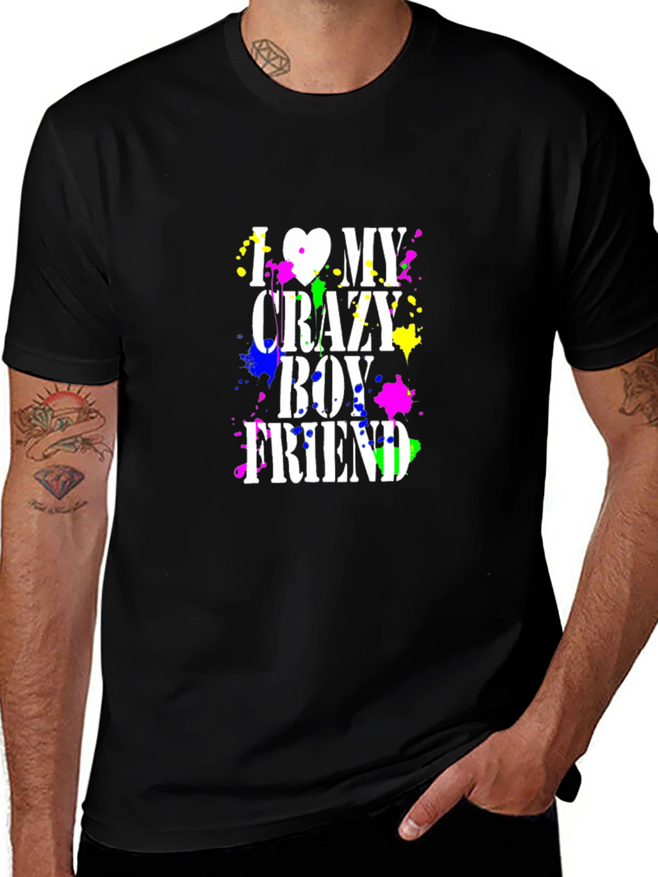 I Love My Crazy Boyfriend T-Shirt - Black