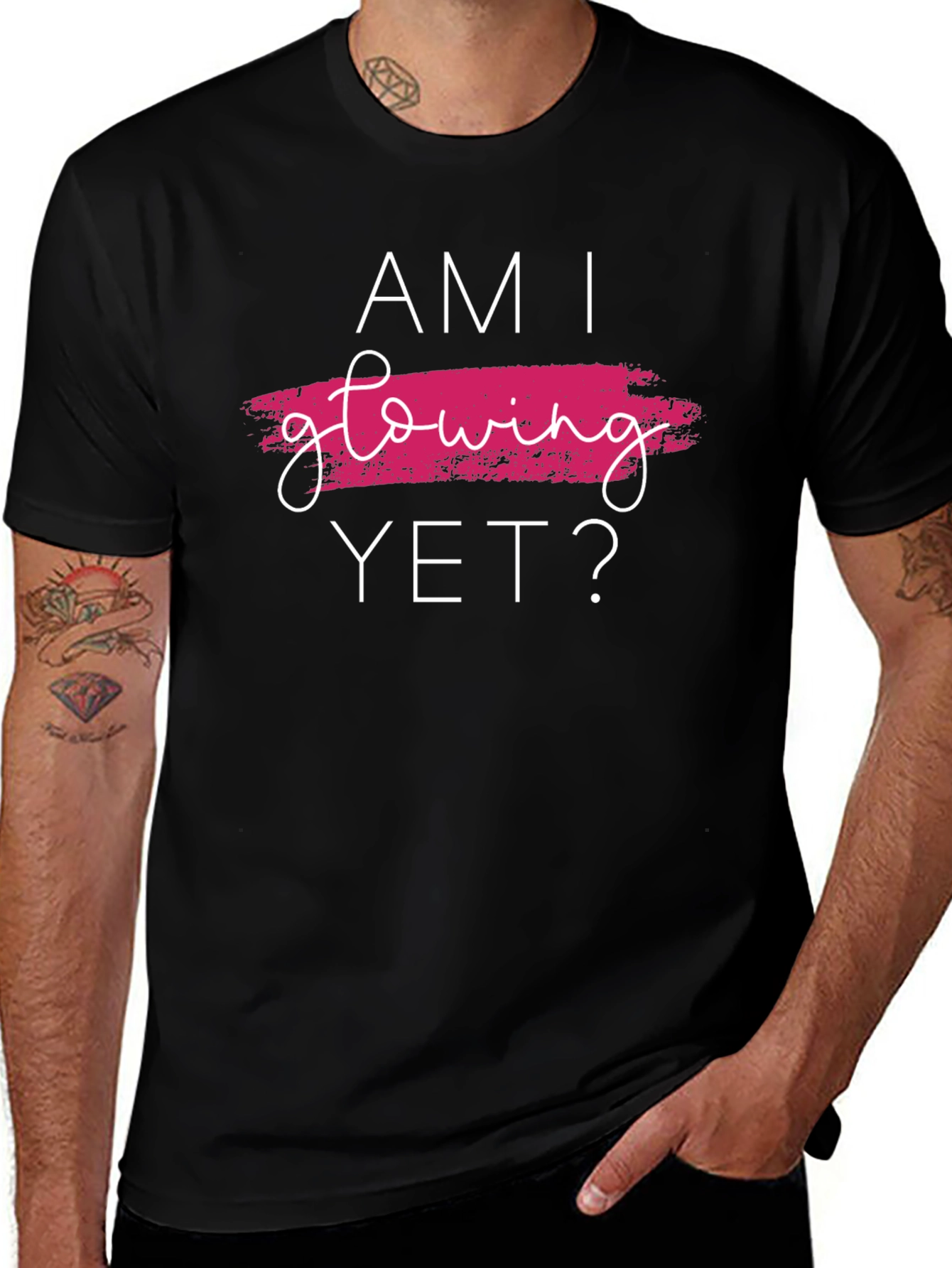 Variant 5 of Am I Glowing Yet? Graphic Tee - Trendy Black T-Shirt