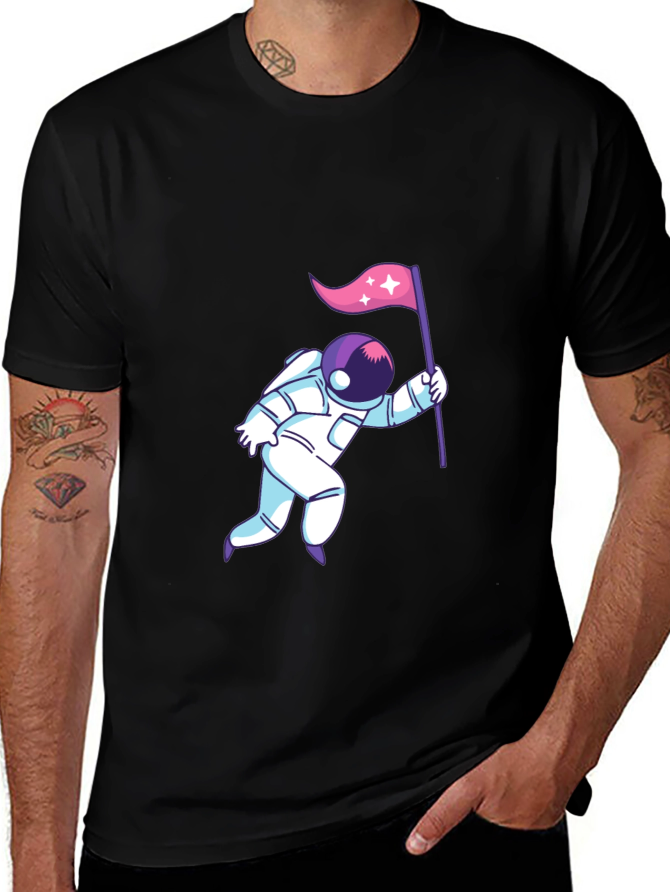 Variant 11 of Astronaut Flag Graphic T-Shirt - Space Lover Tee