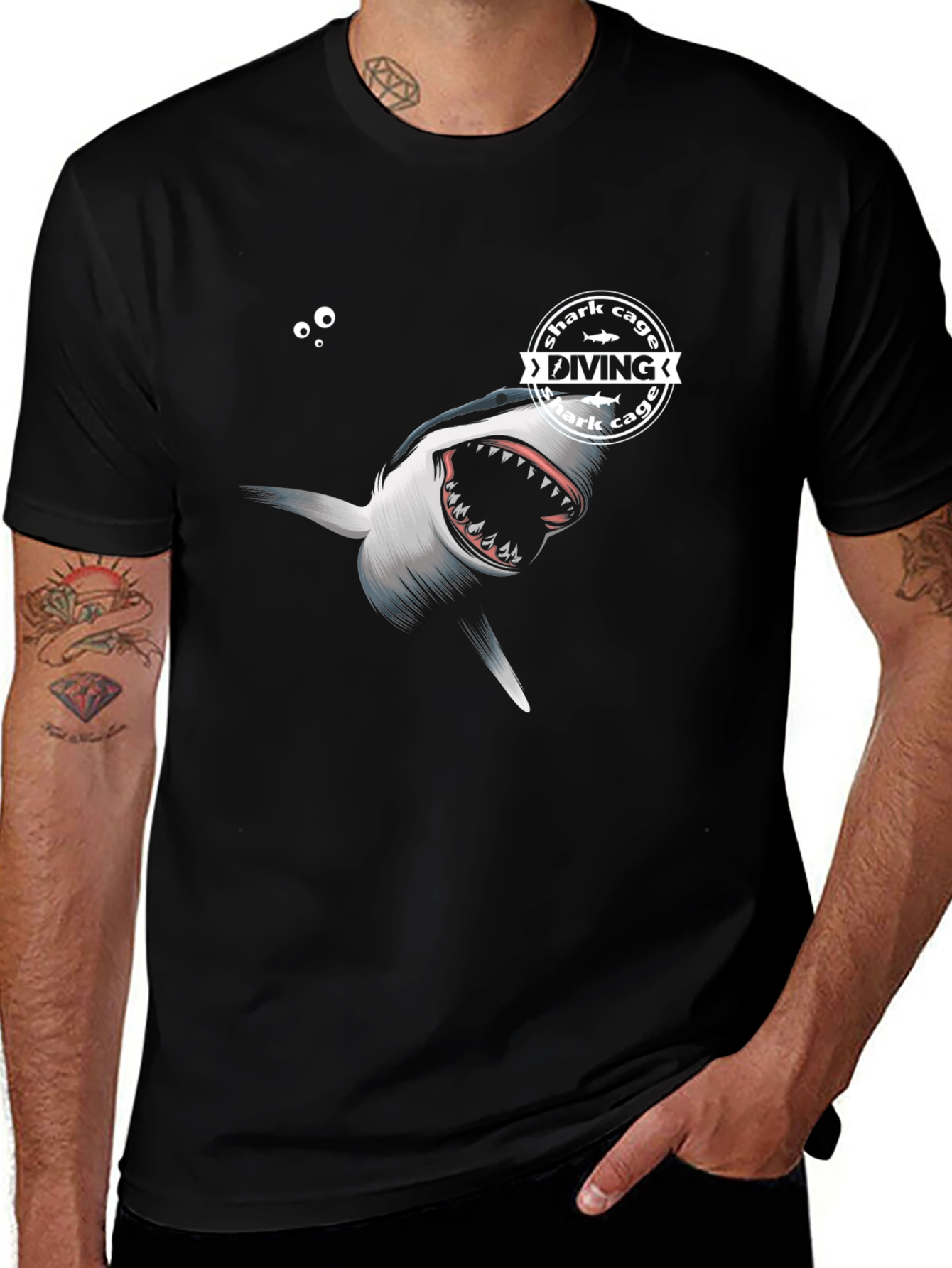 Variant 15 of Shark Diving Tee - Cage Dive T-Shirt
