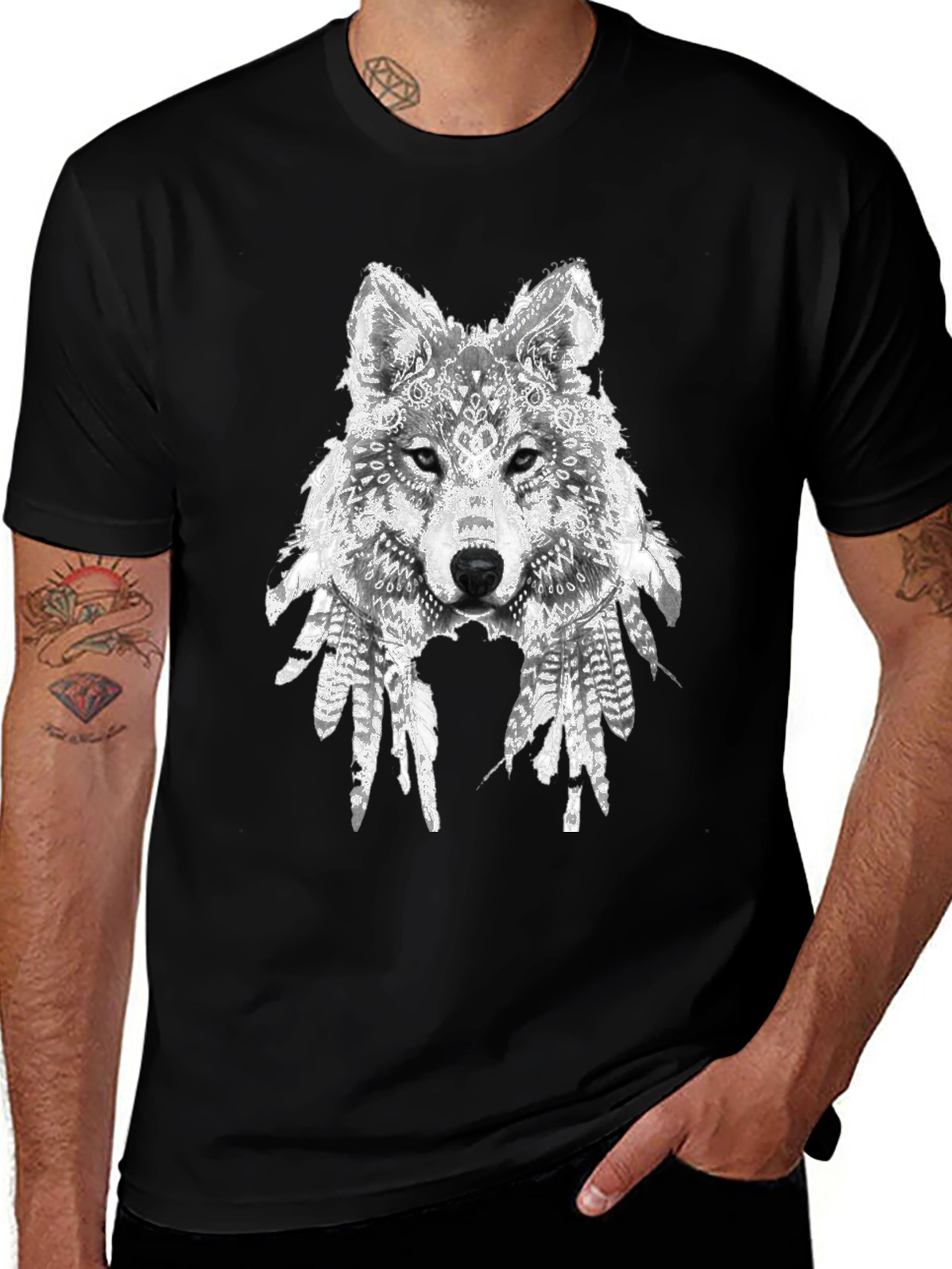 Variant 22 of Wolf Graphic Black Tee - Stylish Men's Casual T-Shirt
