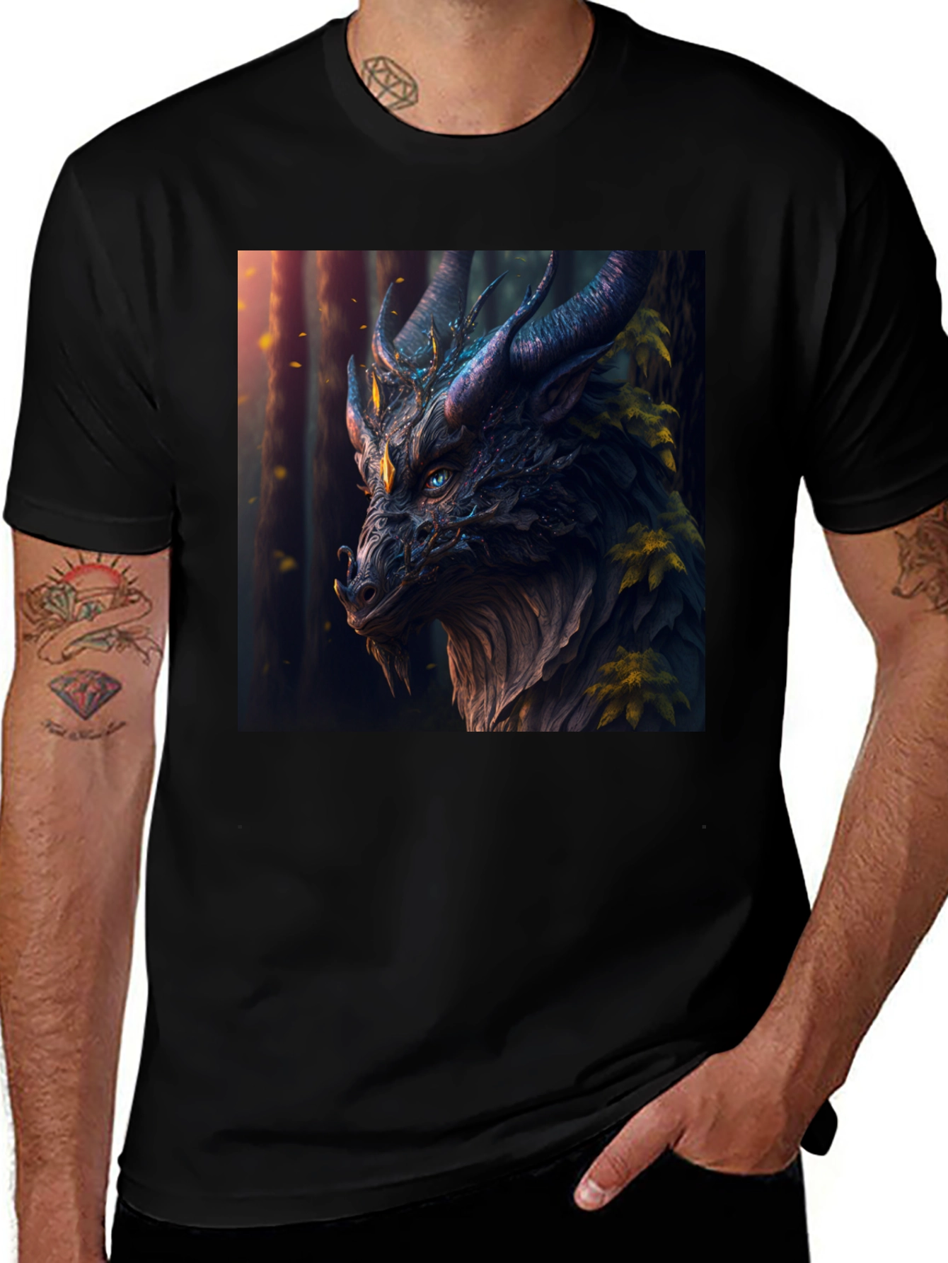 Variant 8 of Dragon Forest T-Shirt - Fantasy Creature Tee