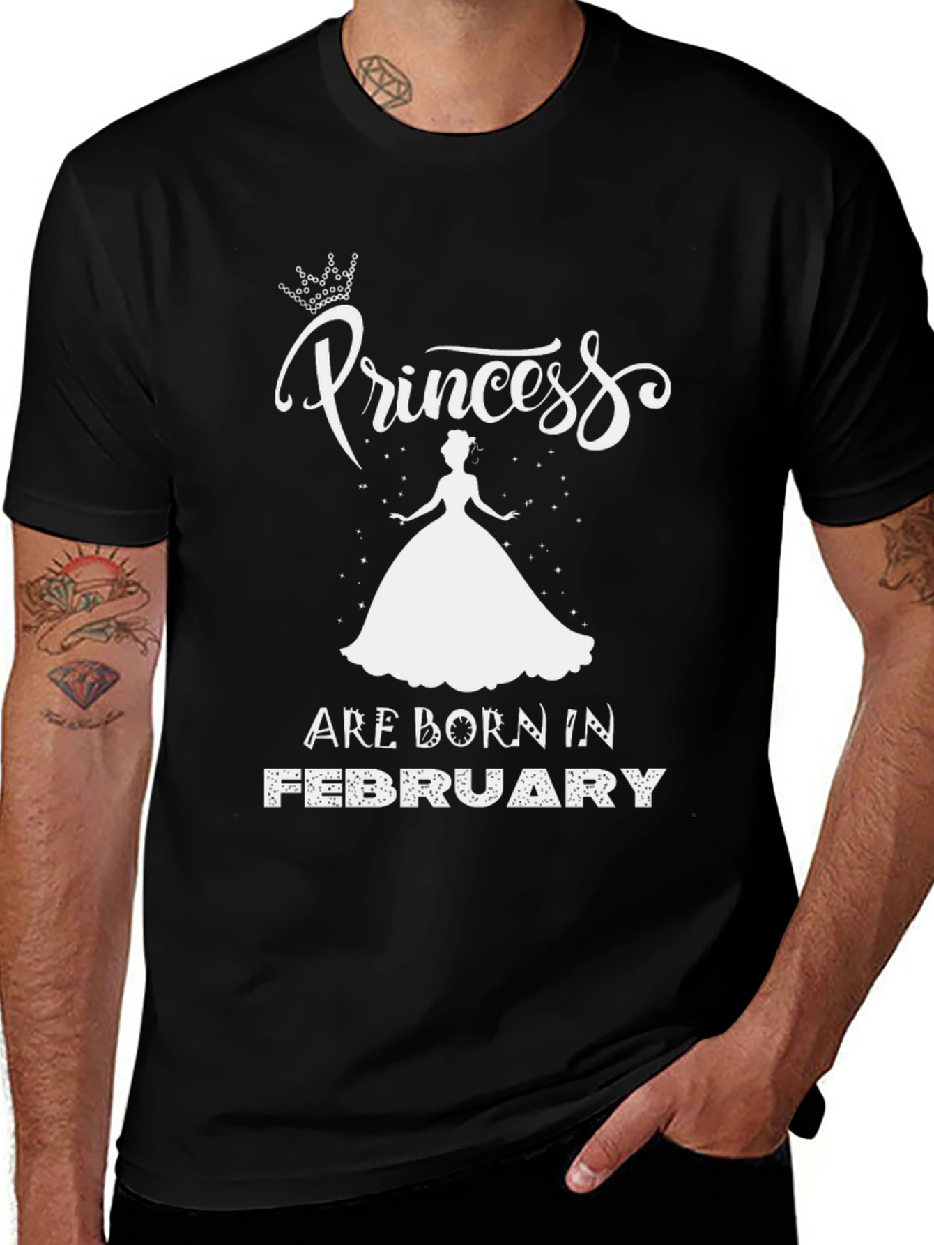 Princess Born in February Black T-Shirt