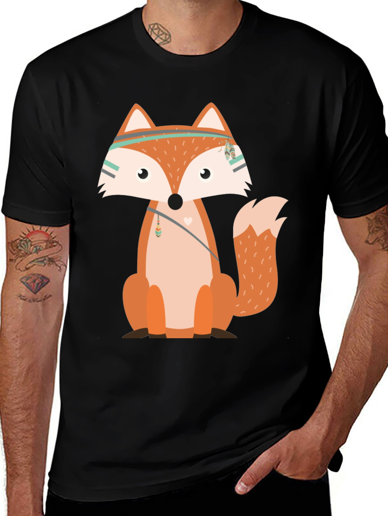 Variant 12 of Fox Graphic Print T-Shirt, Black Casual Tee