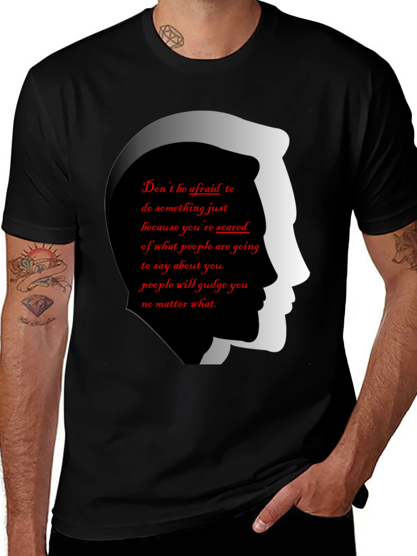 Variant 8 of Motivational T-Shirt: Don't Be Afraid - Black